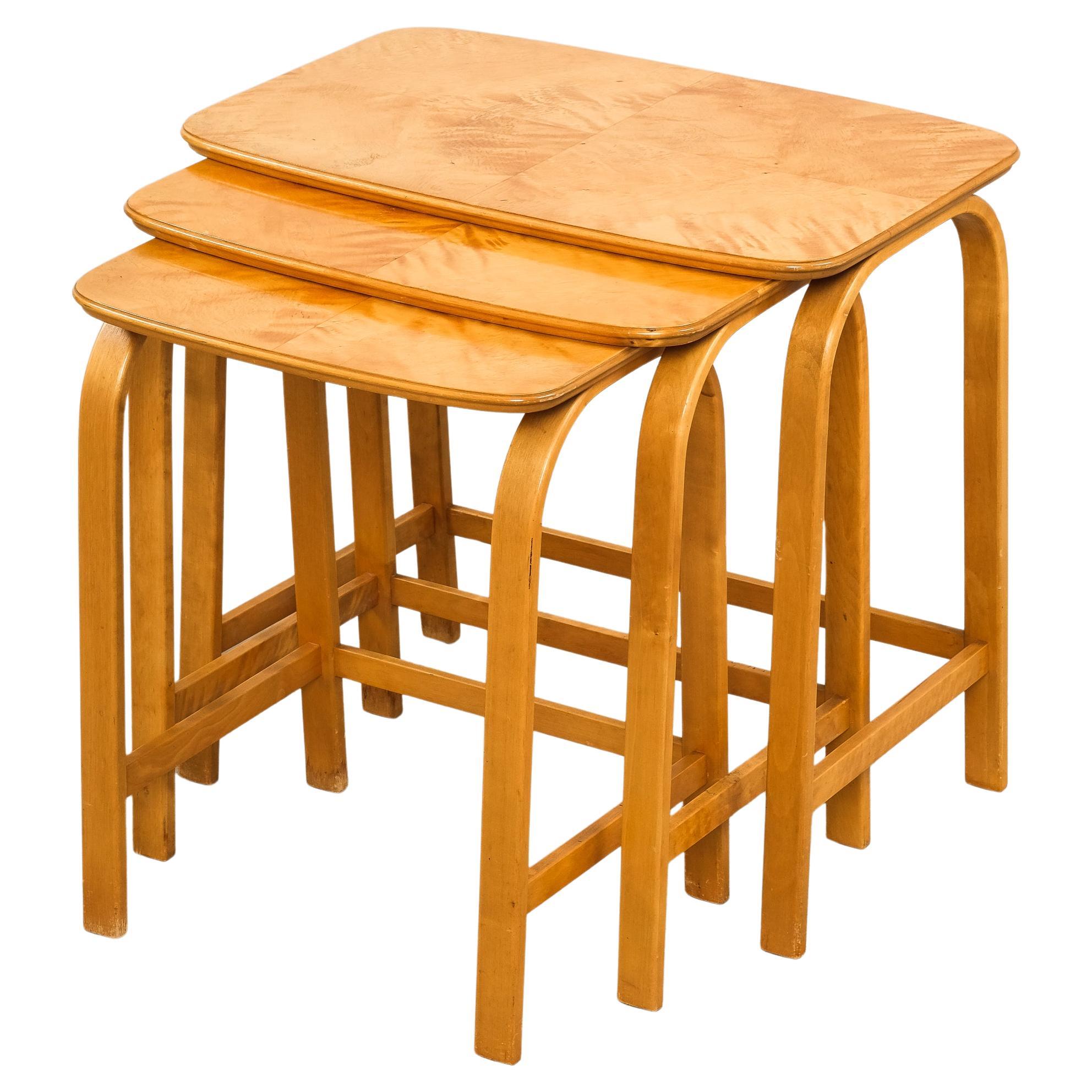 Modernistische Beistelltische aus Birke von Axel Larsson, Schweden, 1940er Jahre