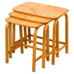 Modernistische Beistelltische aus Birke von Axel Larsson, Schweden, 1940er Jahre