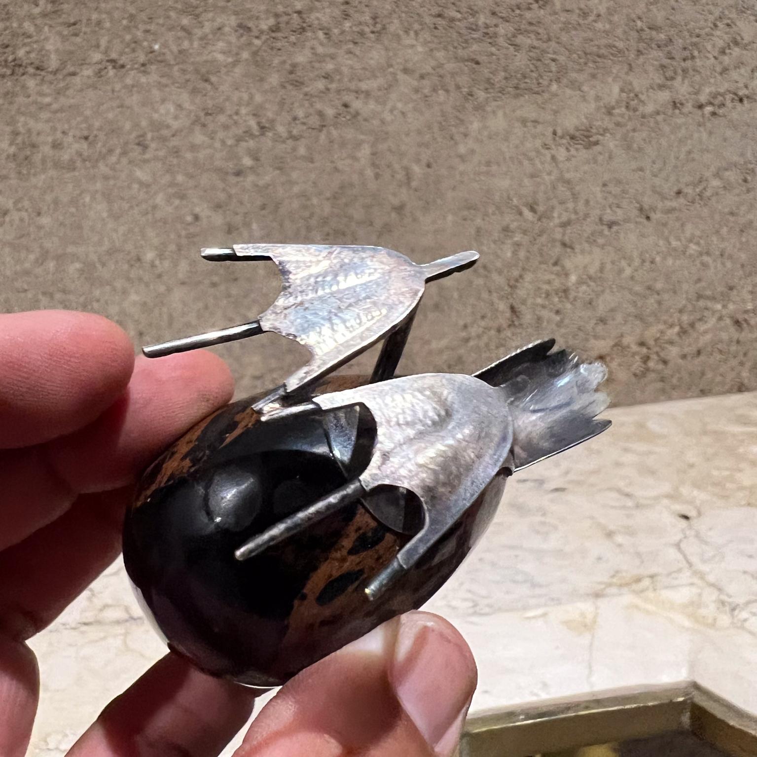 Modernist Abstract Bird Sculpture Sterling Silver and Stone For Sale 7