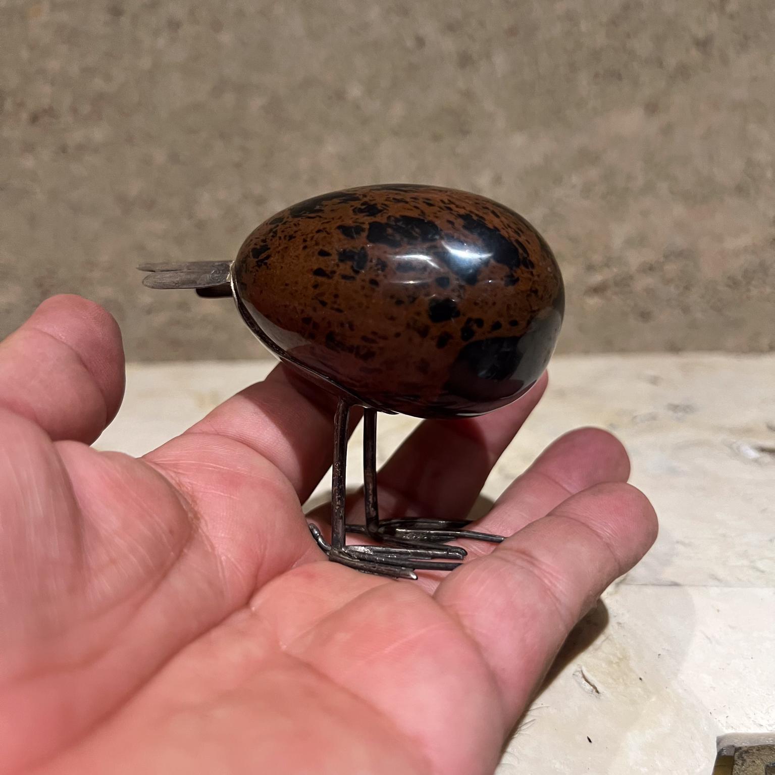 Modernist Abstract Bird Sculpture Sterling Silver and Stone For Sale 8