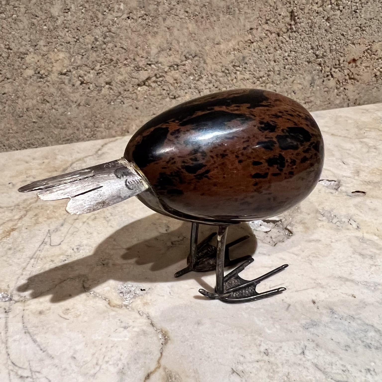 Modernist Abstract Bird Sculpture Sterling Silver and Stone For Sale 2