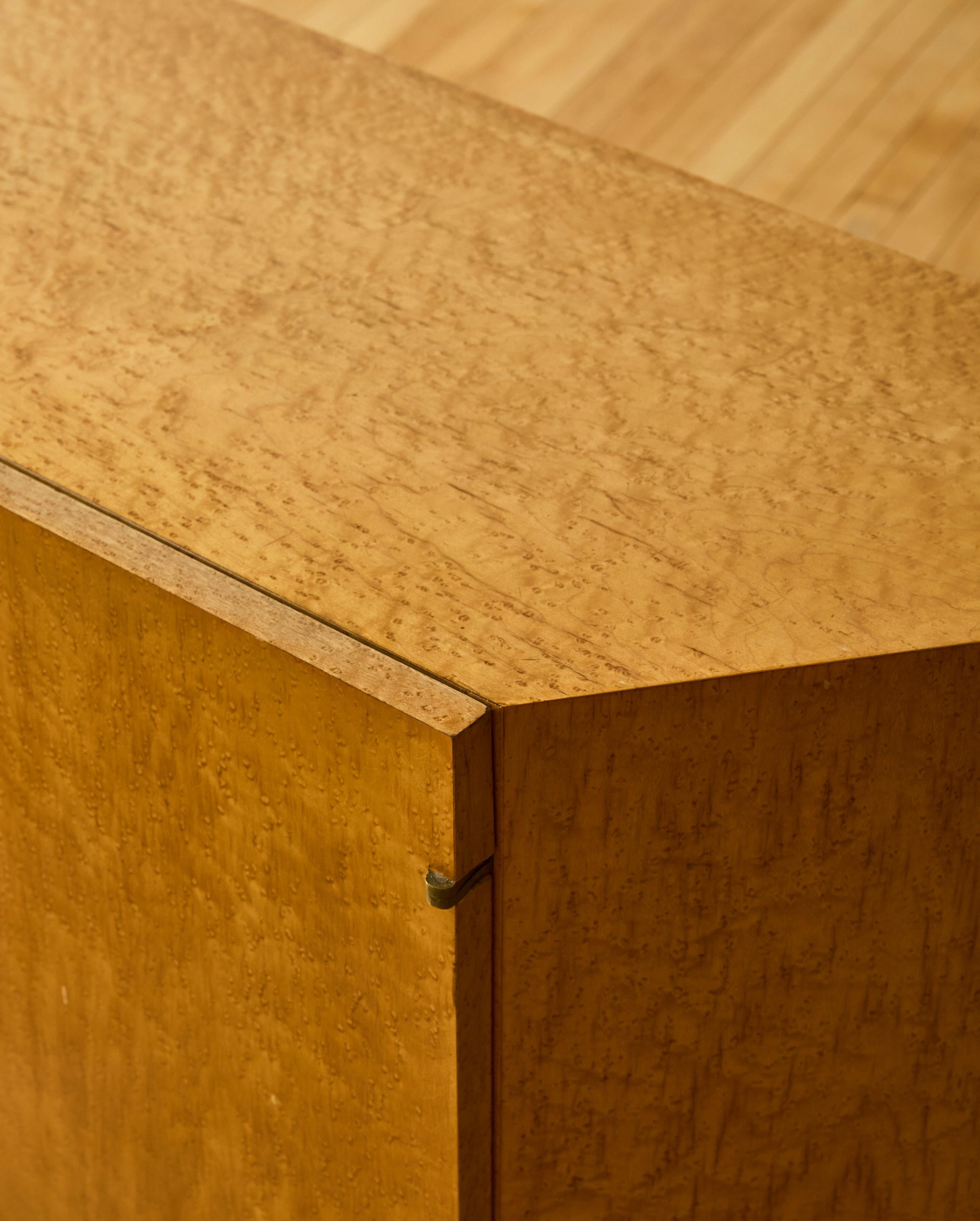 Modernist Birdseye Maple Sideboard With Canted Sides c. 1975 For Sale 4