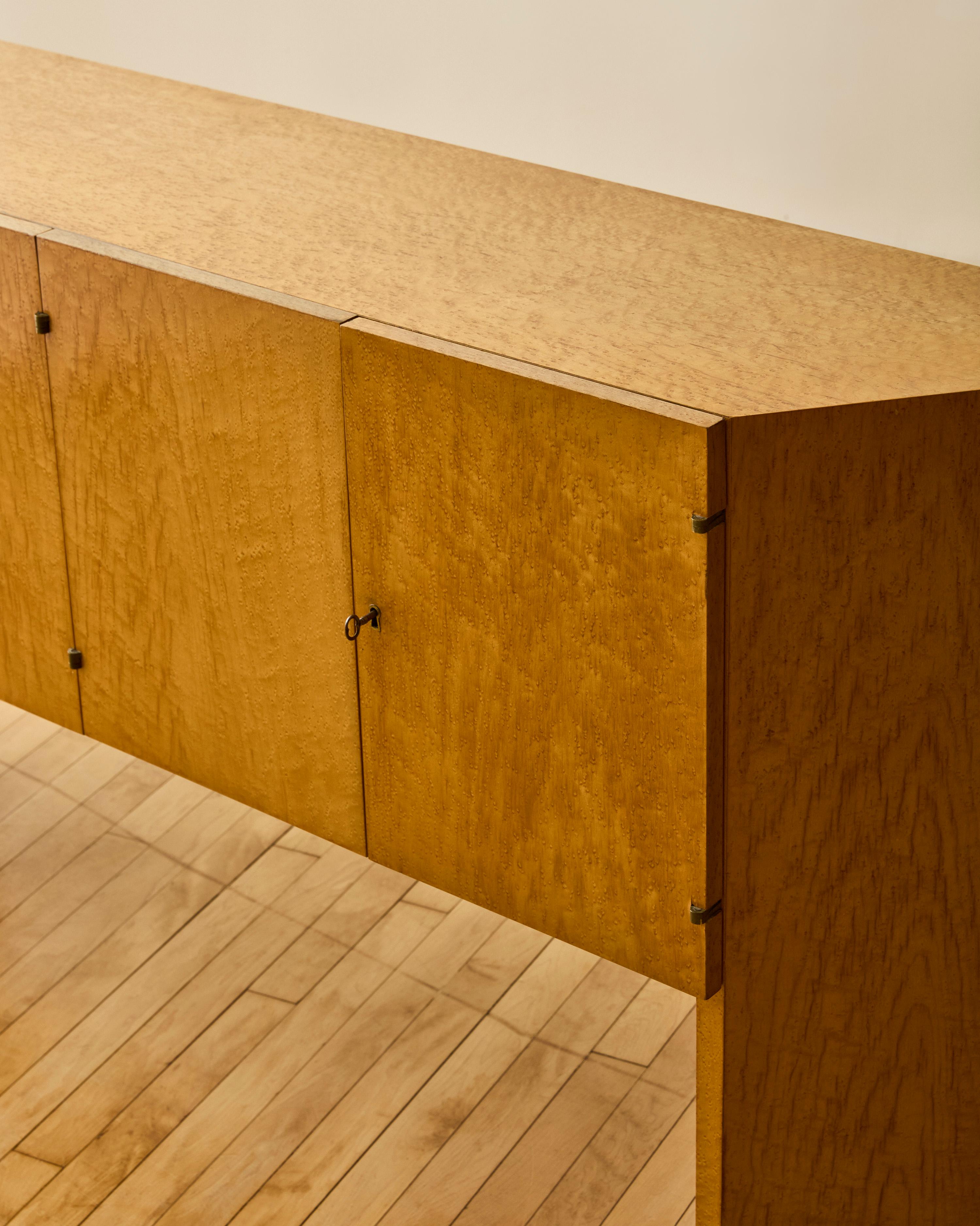 Modernist Birdseye Maple Sideboard With Canted Sides c. 1975 For Sale 5