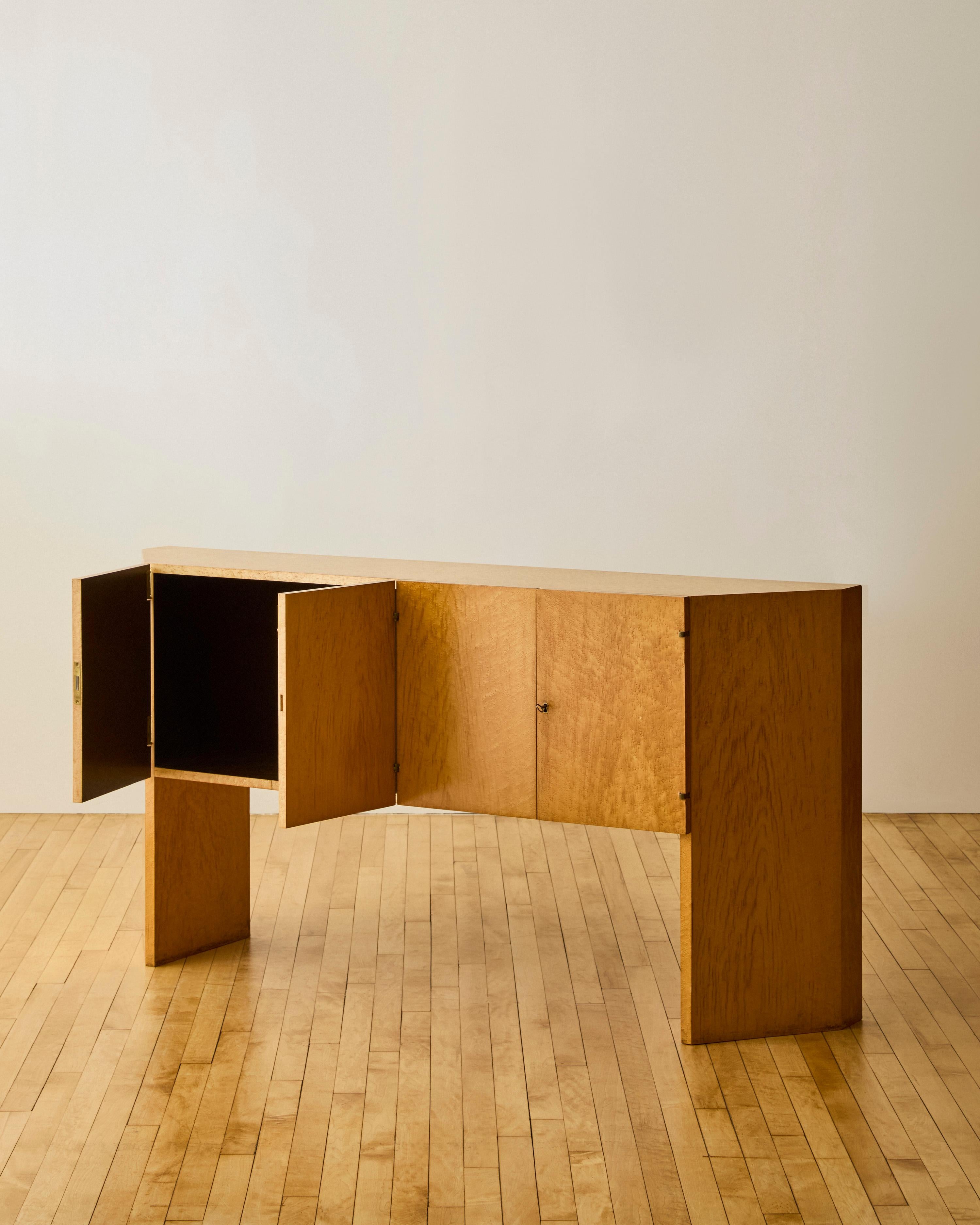 Late 17th Century Modernist Birdseye Maple Sideboard With Canted Sides c. 1975 For Sale