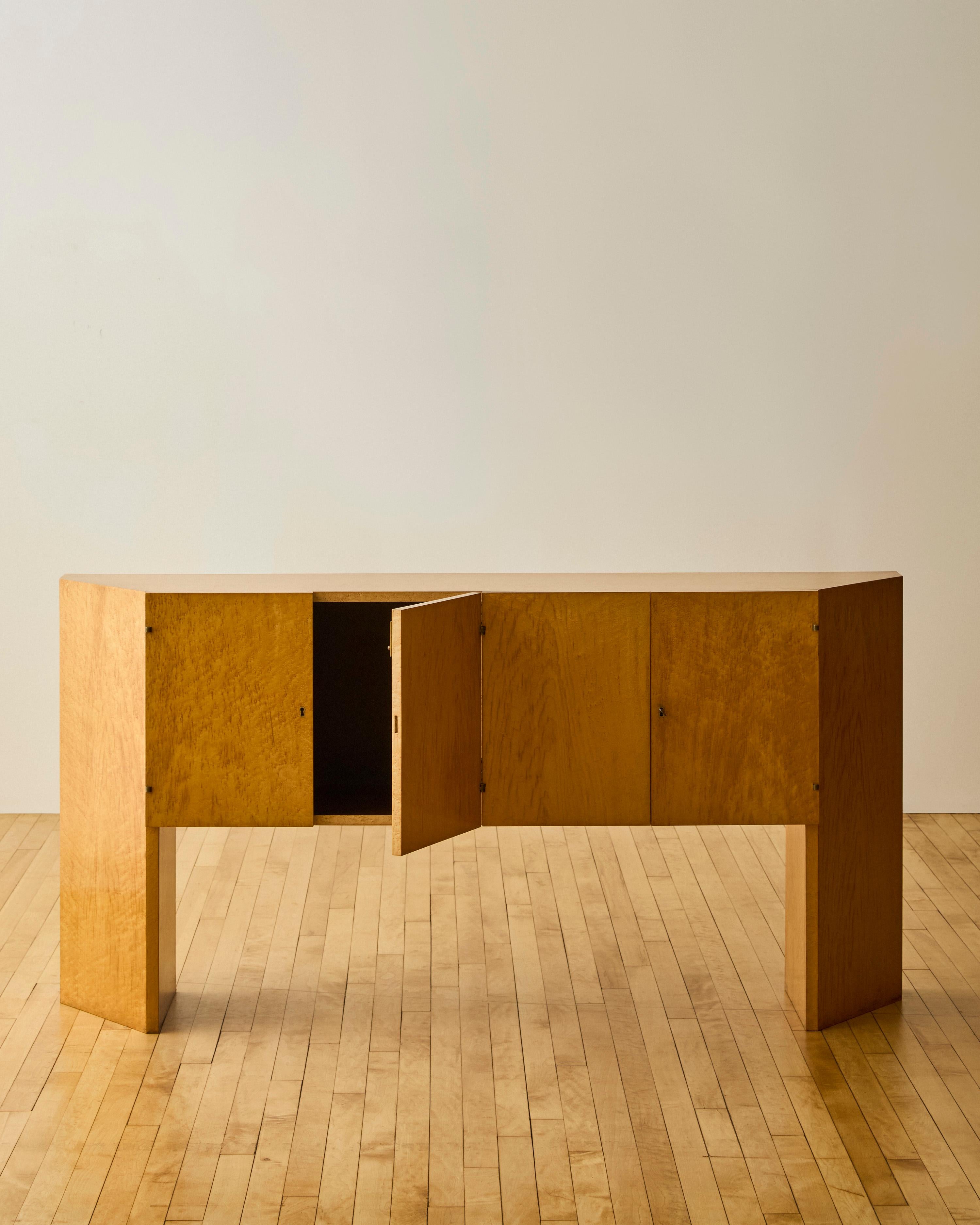 Modernist Birdseye Maple Sideboard With Canted Sides c. 1975