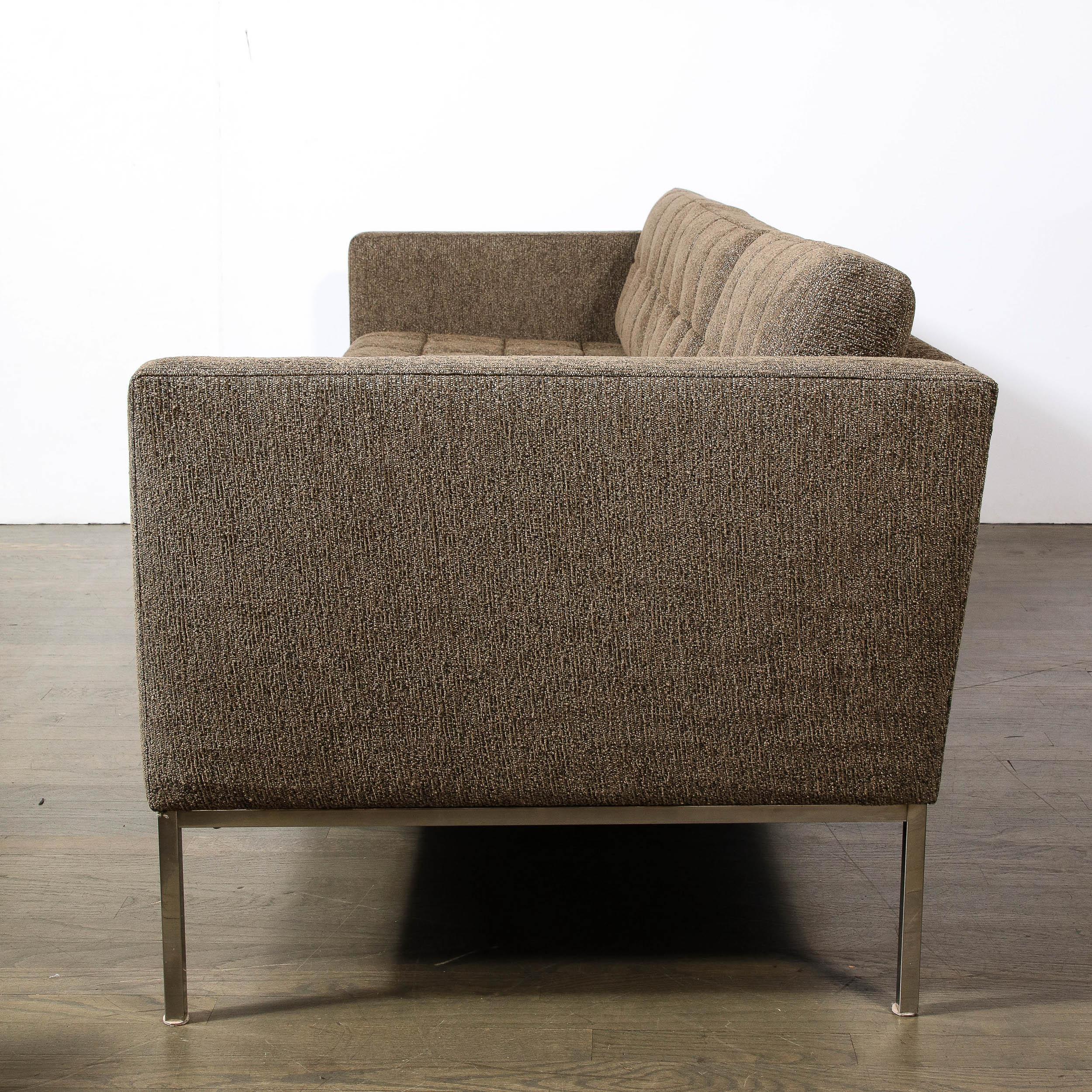 Contemporary Modernist Biscuit Tufted 'Relaxed' Sofa in Holly Hunt Fabric by Florence Knoll  For Sale