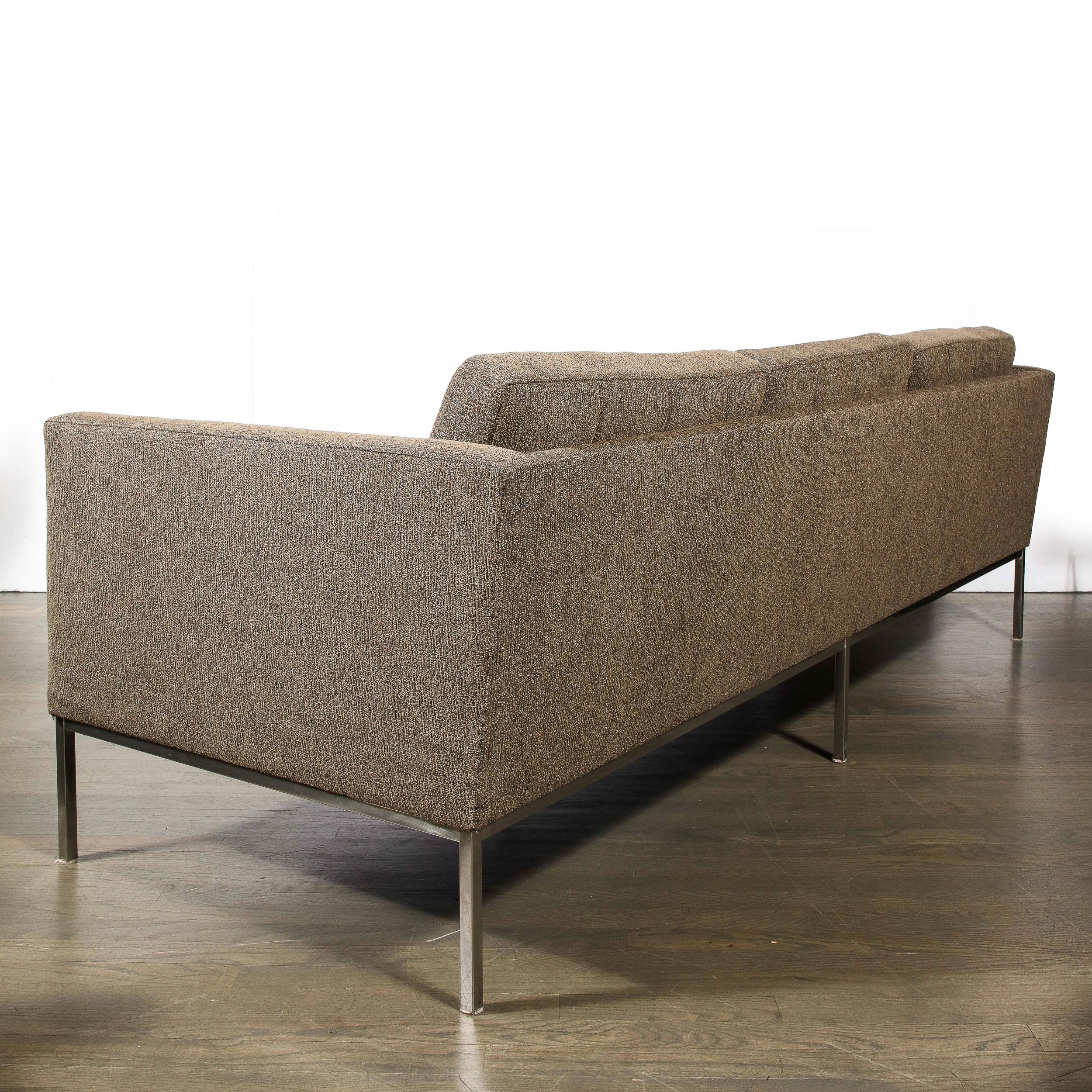 Modernist Biscuit Tufted 'Relaxed' Sofa in Holly Hunt Fabric by Florence Knoll  For Sale 1