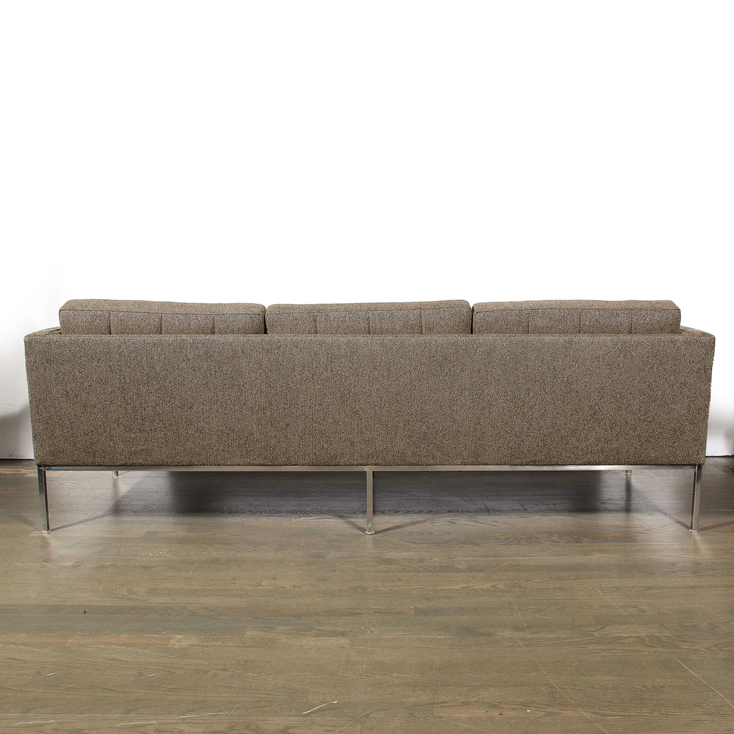 Modernist Biscuit Tufted 'Relaxed' Sofa in Holly Hunt Fabric by Florence Knoll  For Sale 2