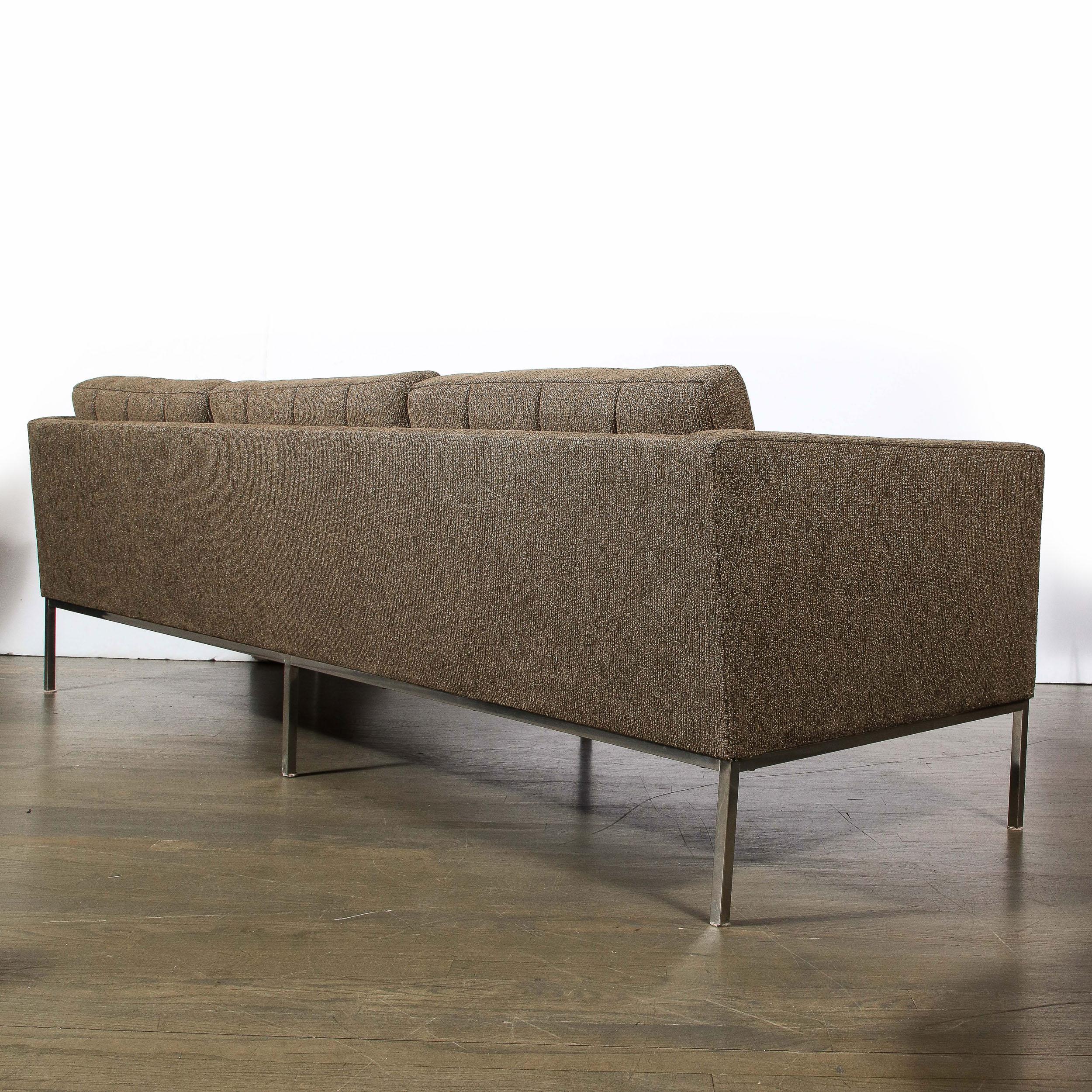 Modernist Biscuit Tufted 'Relaxed' Sofa in Holly Hunt Fabric by Florence Knoll  For Sale 3