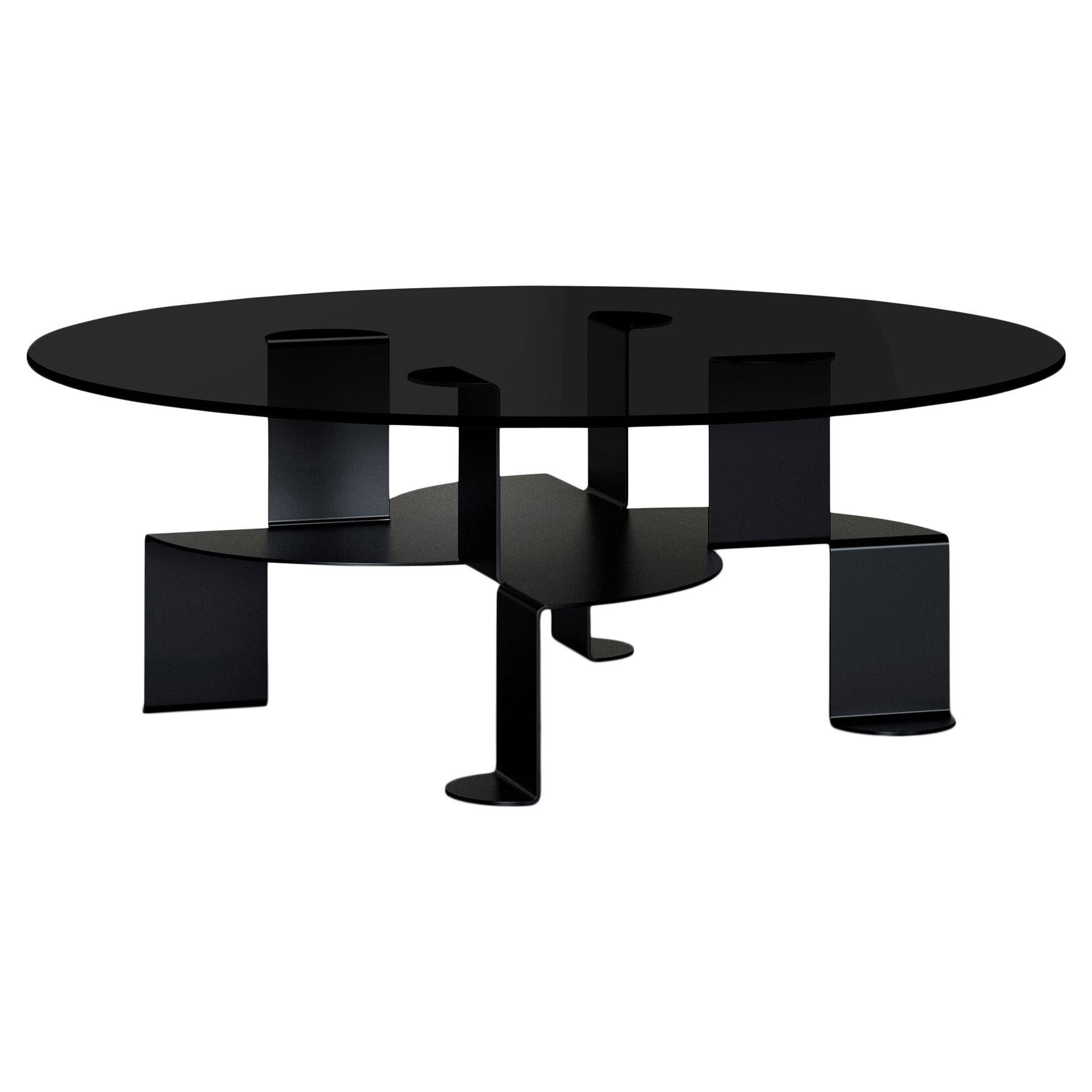 Mesa de centro modernista Aspa negra y de cristal de Pedro Ramírez Vázquez by Luteca en venta