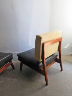 Modernist Black and White in a Wooden Base Easy-Chairs