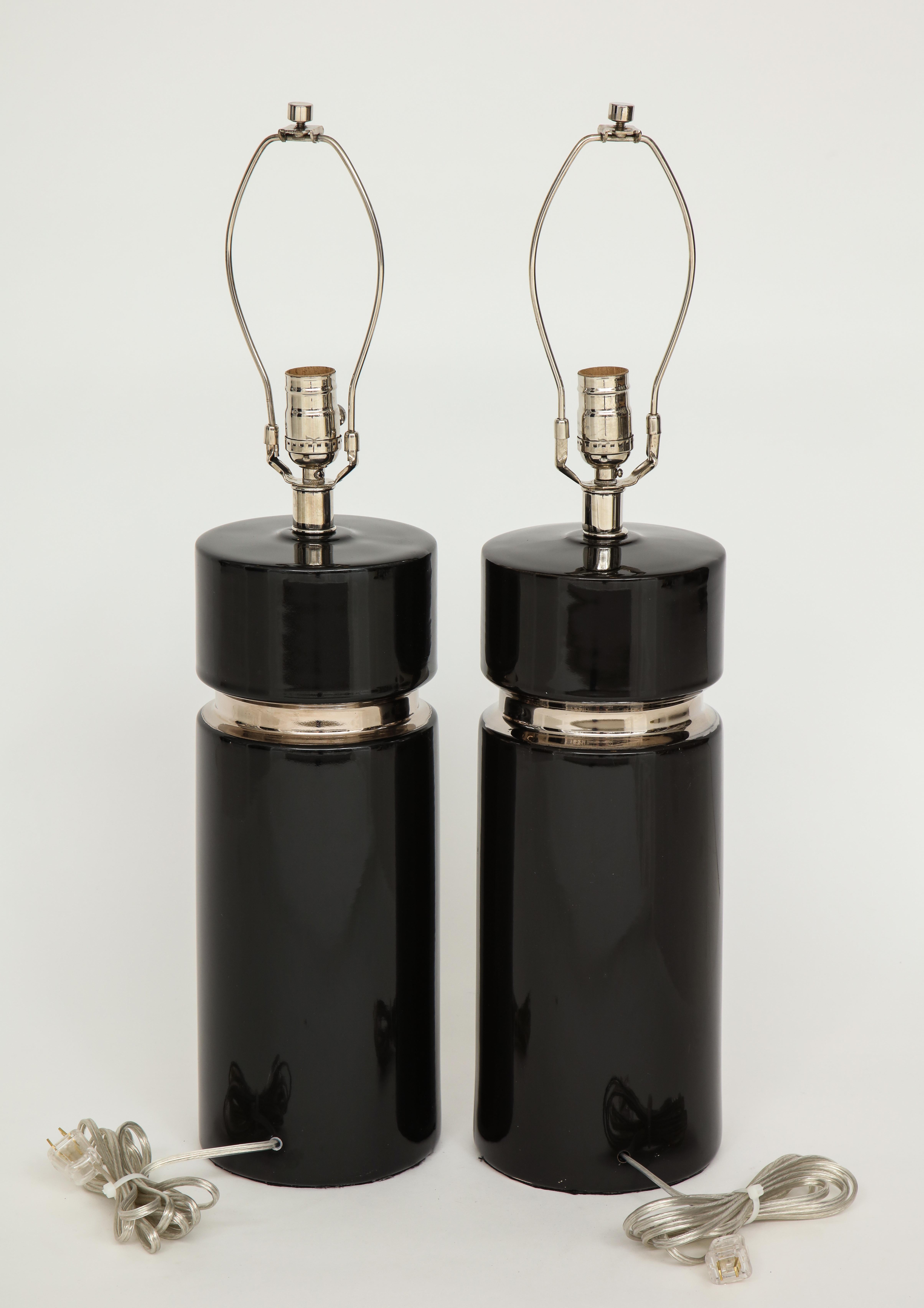 American Modernist Black Ceramic Lamps For Sale