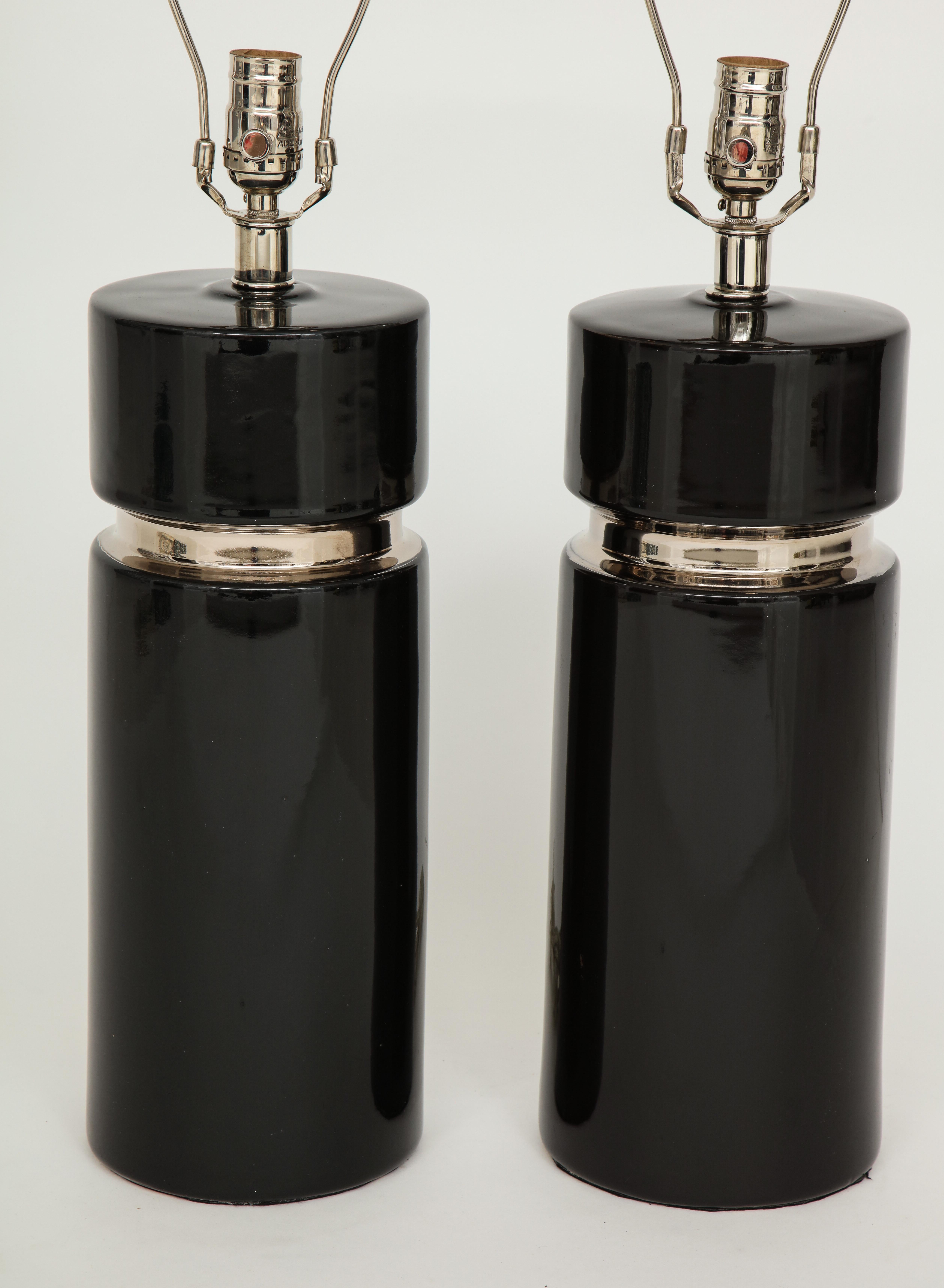 20th Century Modernist Black Ceramic Lamps For Sale