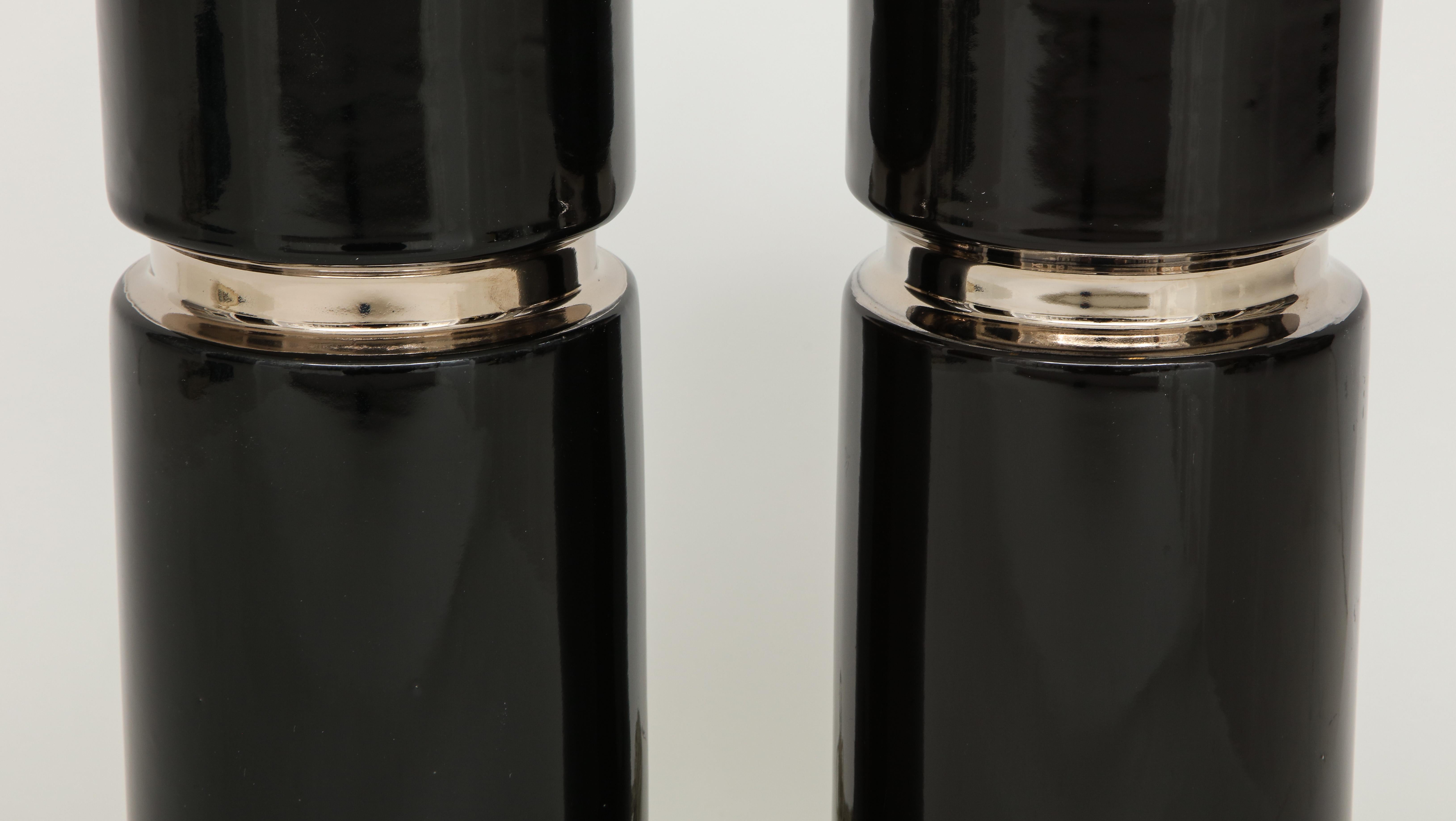 Modernist Black Ceramic Lamps For Sale 1