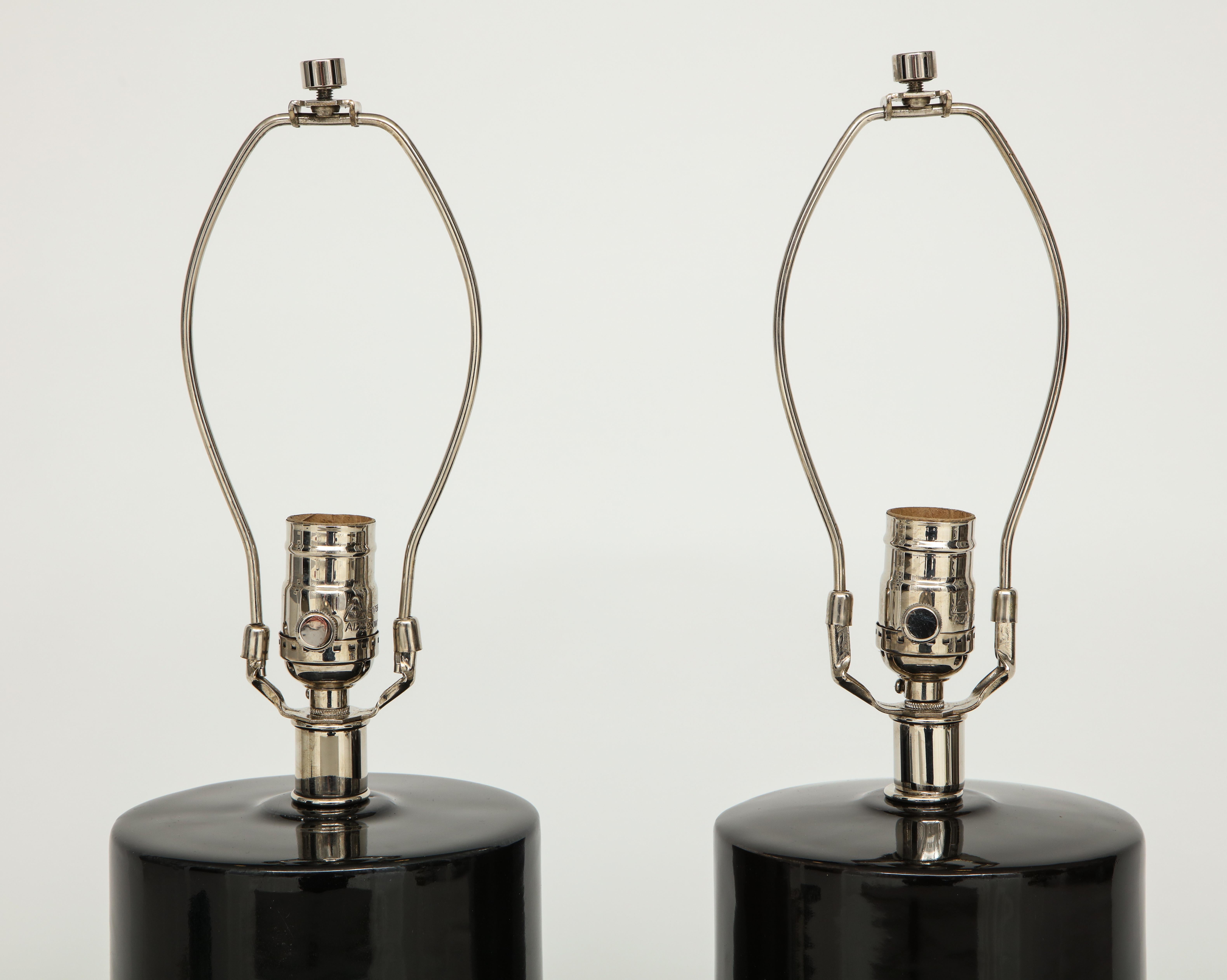Modernist Black Ceramic Lamps For Sale 3