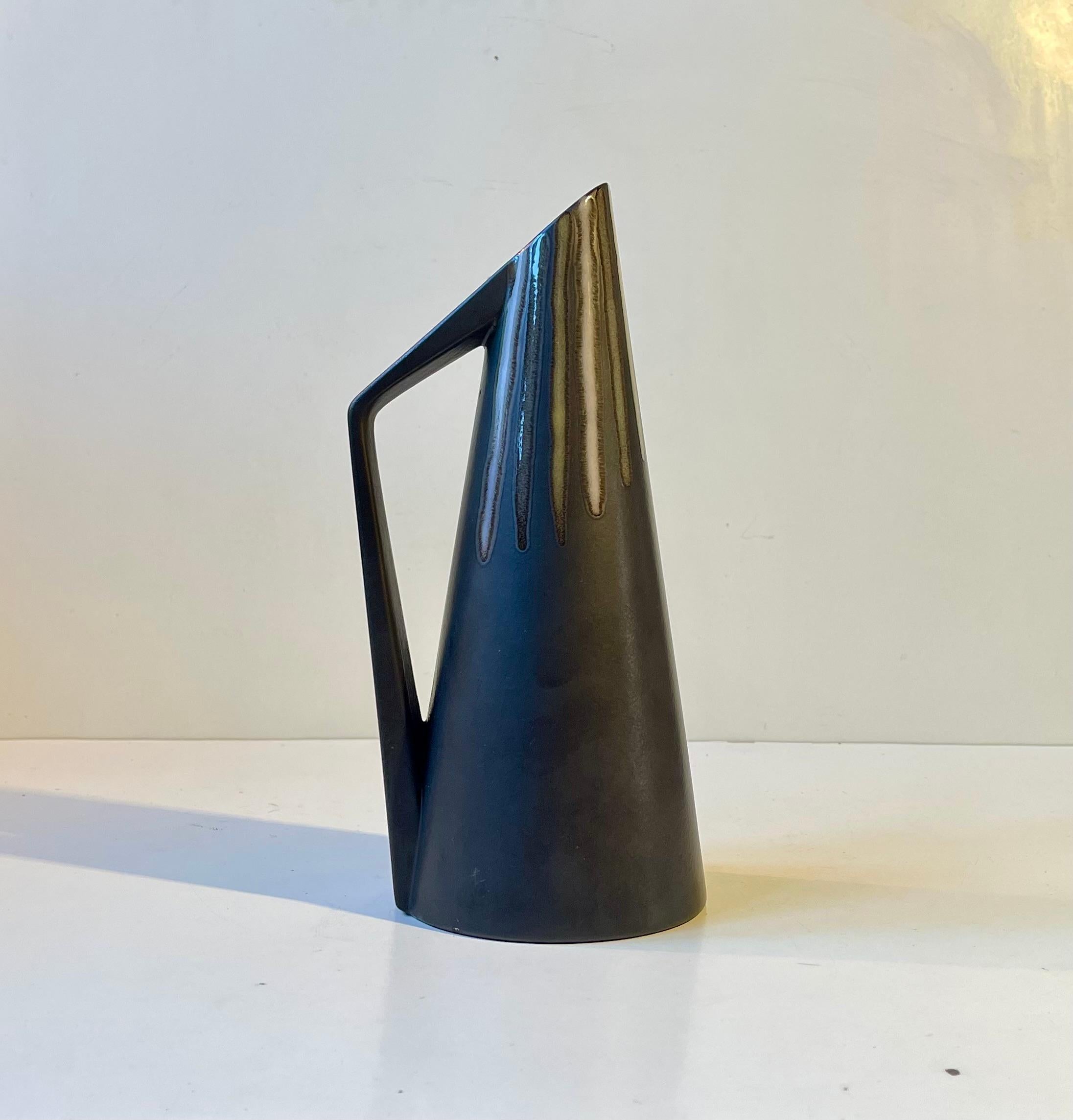 Mid-Century Modern Modernist Black Ceramic Pitcher by Svend Aage Holm-Sørensen for Søholm, 1960s For Sale