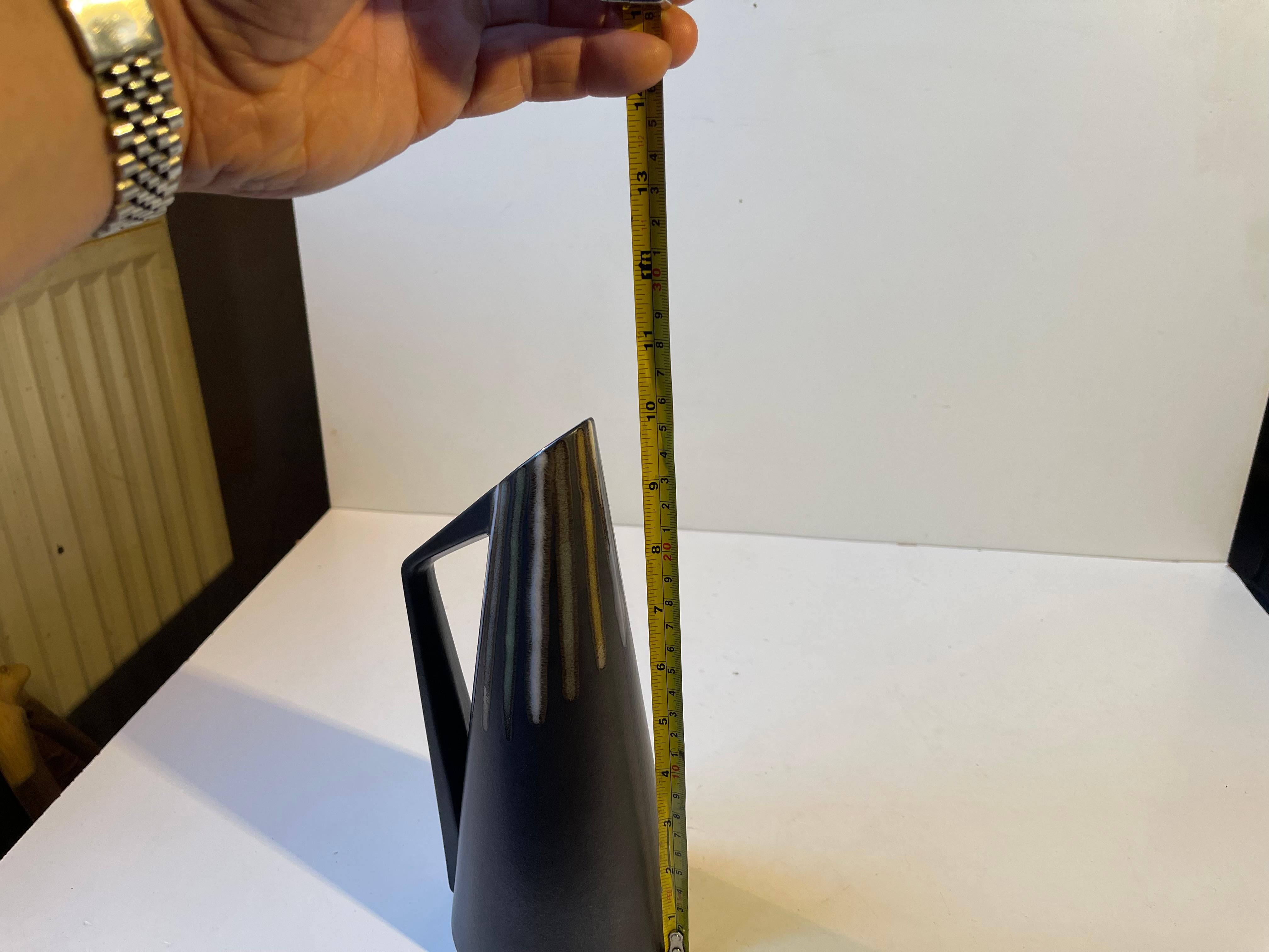 Modernist Black Ceramic Pitcher by Svend Aage Holm-Sørensen for Søholm, 1960s For Sale 2