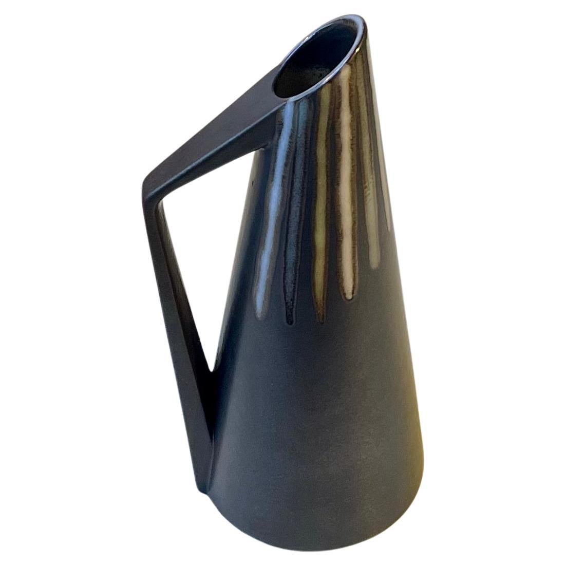 Modernist Black Ceramic Pitcher by Svend Aage Holm-Sørensen for Søholm, 1960s For Sale
