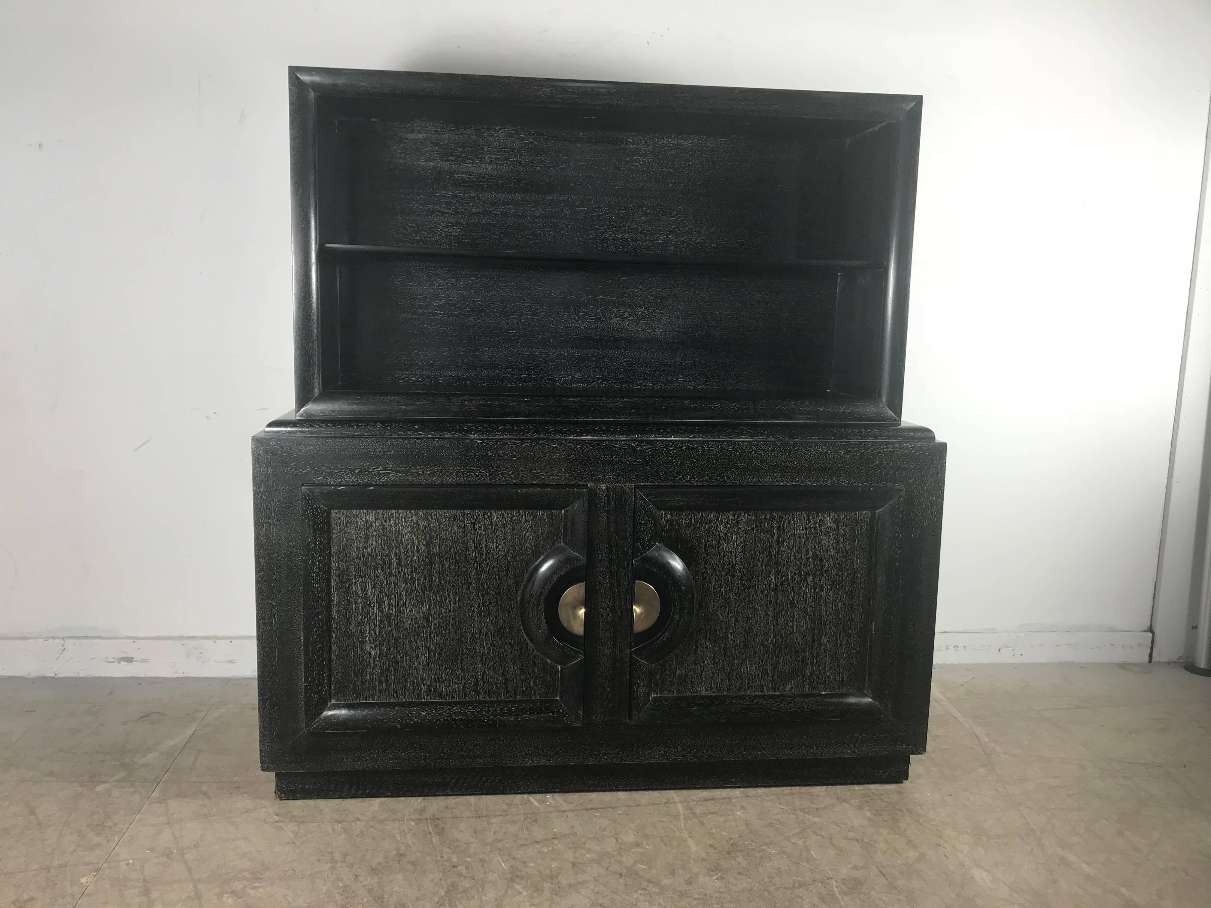 Mid-Century Modern Modernist Black Cerused Oak Cabinet Attributed to Paul Laszlo