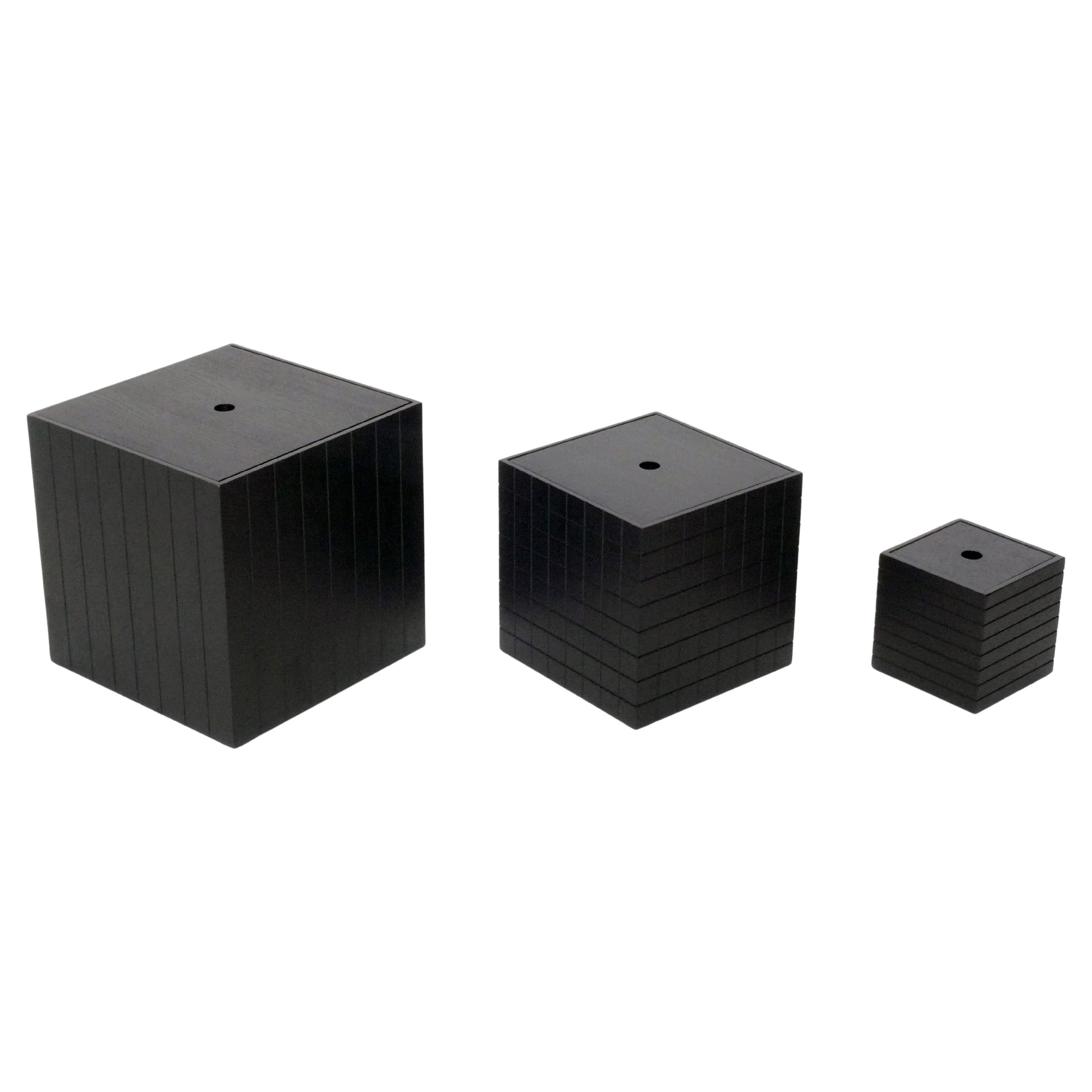 Modernist Black Cube Nesting Tables For Sale