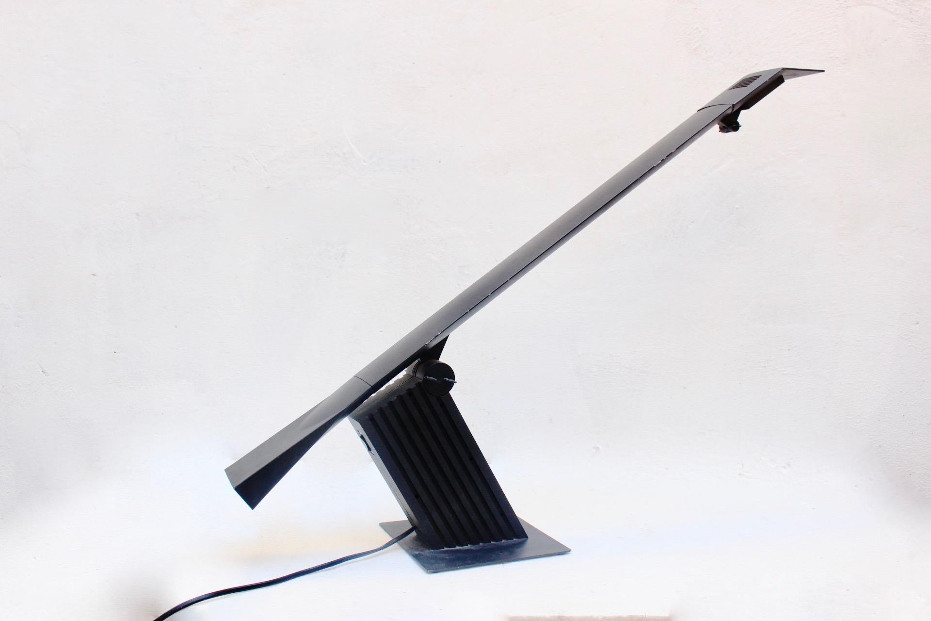 Italian Modernist Black Desk Lamp by Hans Von Klier for Bilumen, Italy, 1980s For Sale