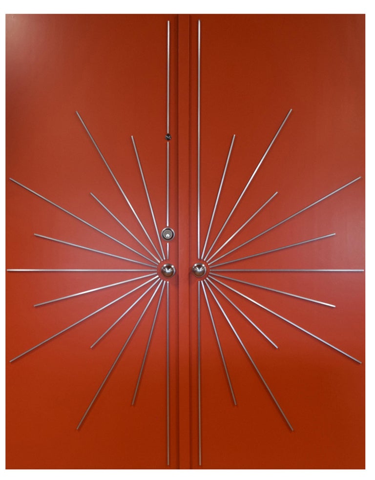 Modernist Black Double Entry Door Built to Specifications For Sale at