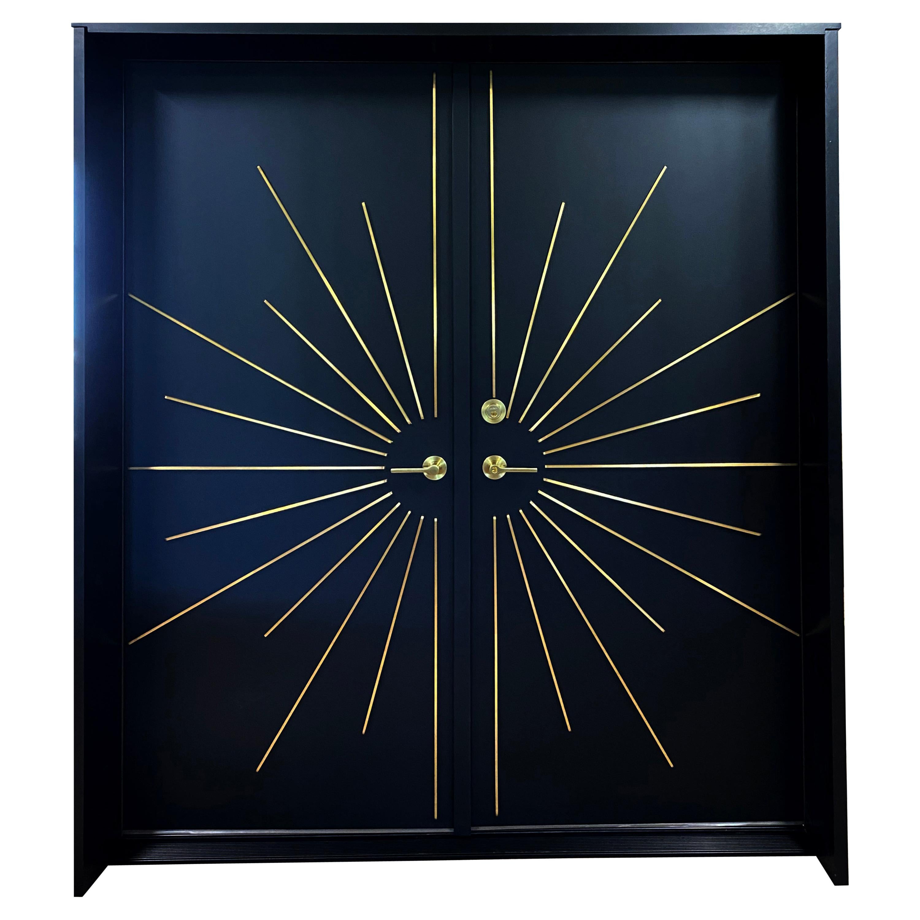 Modernist Black Double Entry Door Built to Specifications