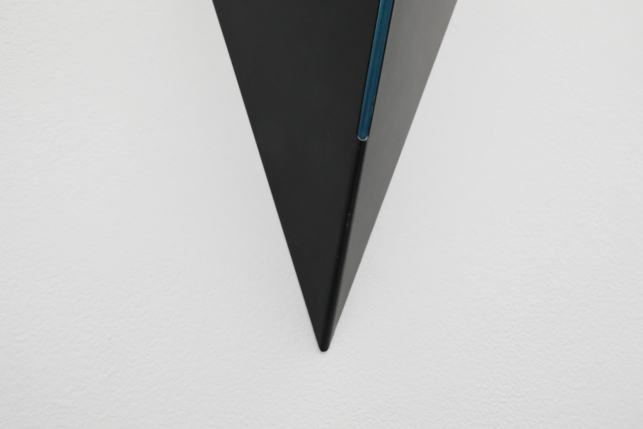 Modernist Black Enameled Geometric Wall Sconce with Blue Glass Rod by Egoluce For Sale 5