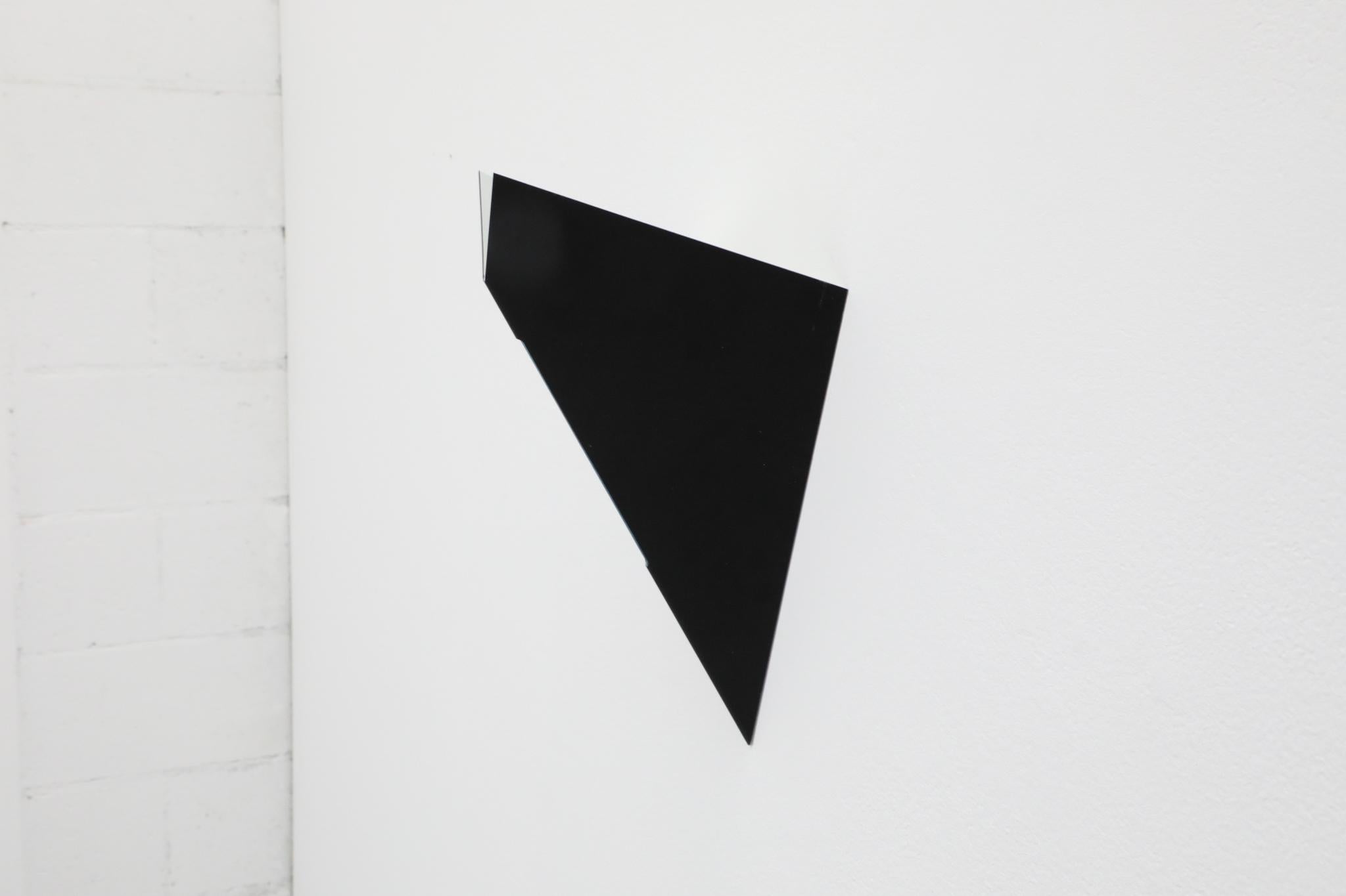 Metal Modernist Black Enameled Geometric Wall Sconce with Blue Glass Rod by Egoluce For Sale