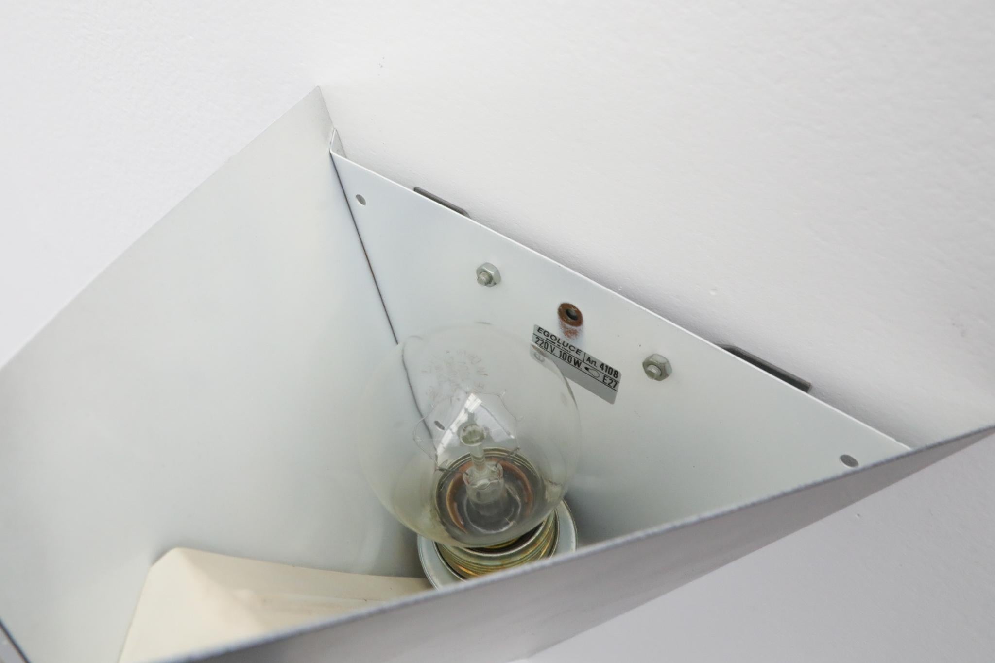 Modernist Black Enameled Geometric Wall Sconce with Blue Glass Rod by Egoluce For Sale 2