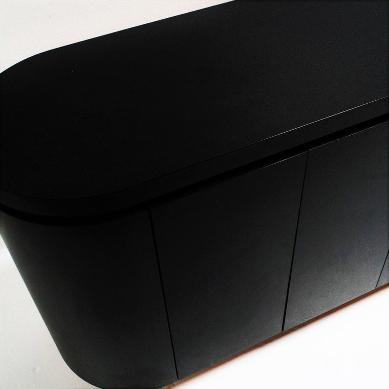 Modernist Black Lacquered and Chrome Credenza at 1stDibs black and chrome sideboard