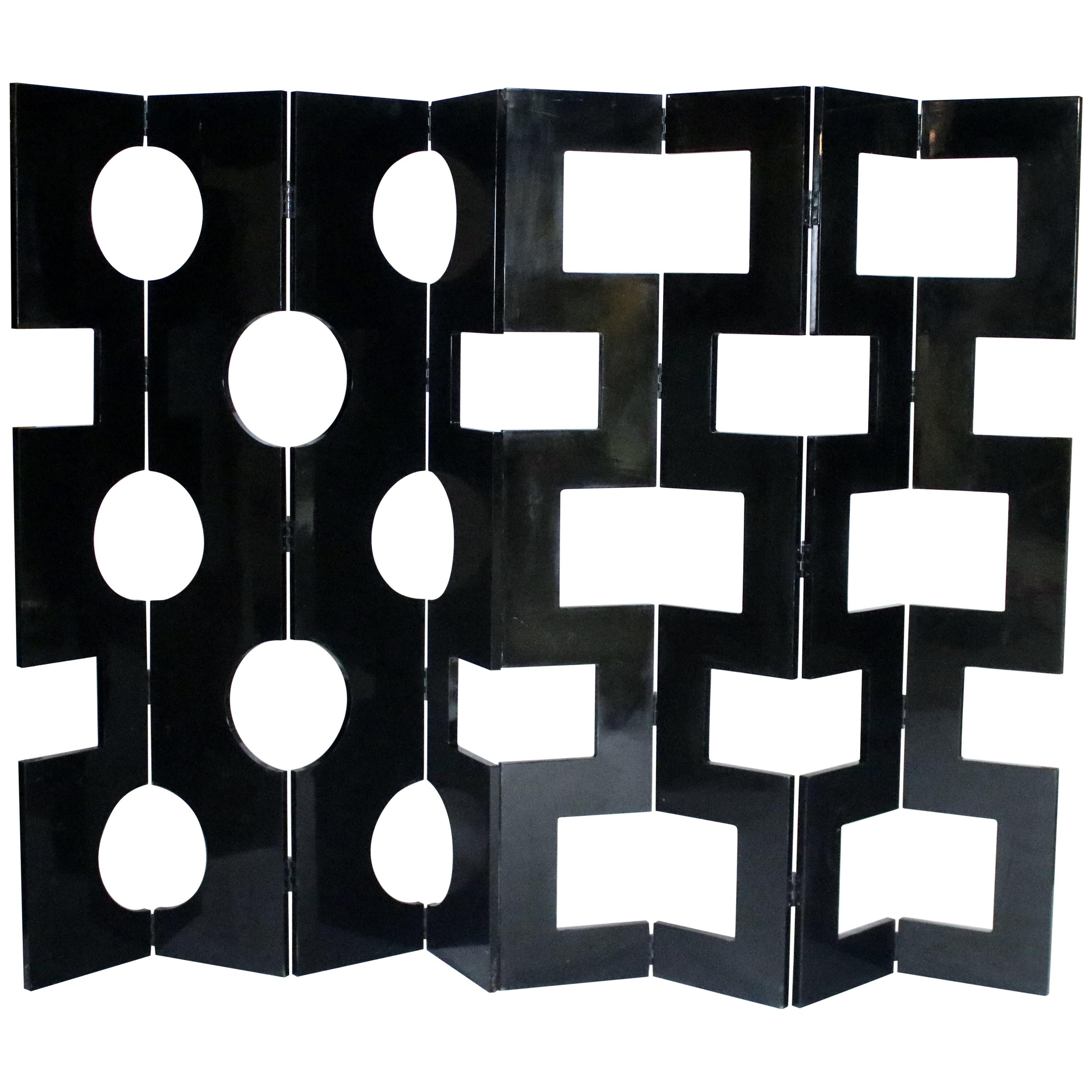 Modernist Black Lacquered Wood Room Divider