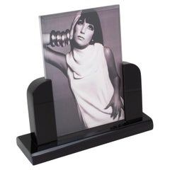 Modernist Black Lucite Picture Frame, Italy 1980s