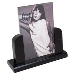 Used Modernist Black Lucite Picture Frame, Italy 1980s