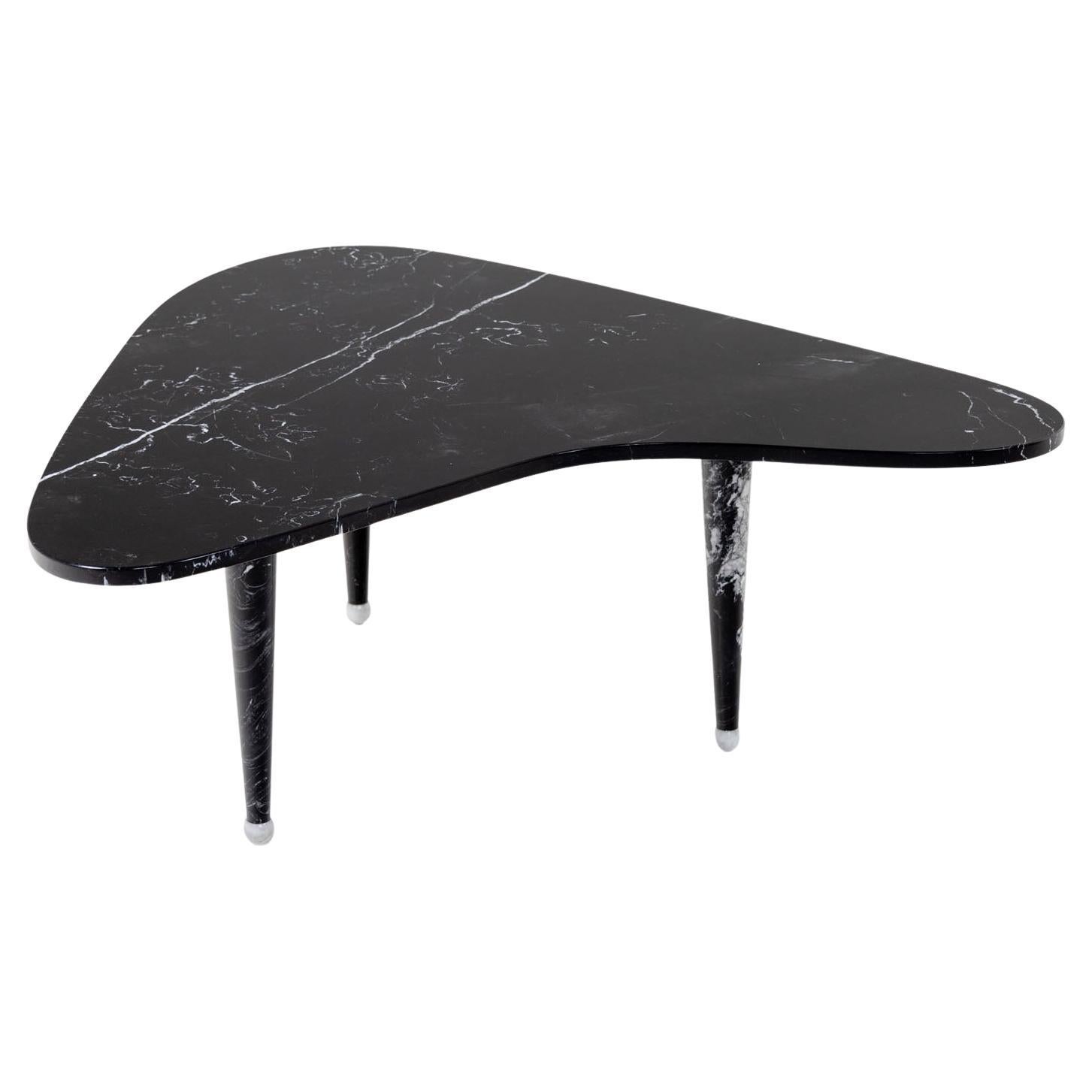 Table basse moderniste en marbre noir , Italie 20e siècle