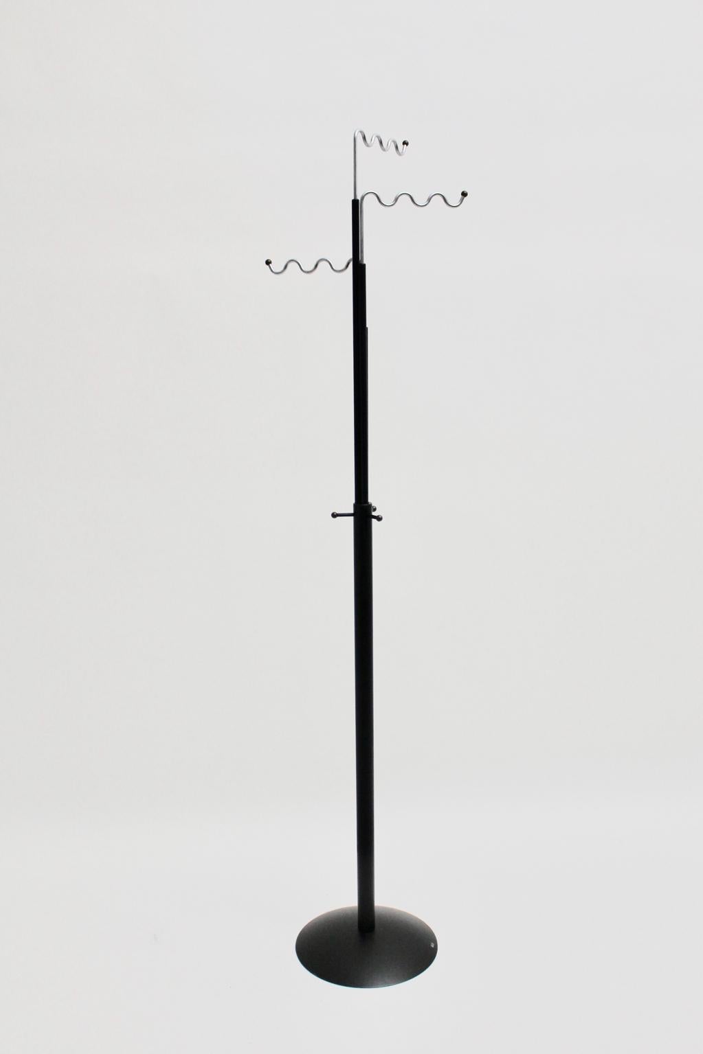 Scandinavian Modern Modernist Black Metal Vintage Coat Stand by Markus Börgens 1980s, Denmark For Sale