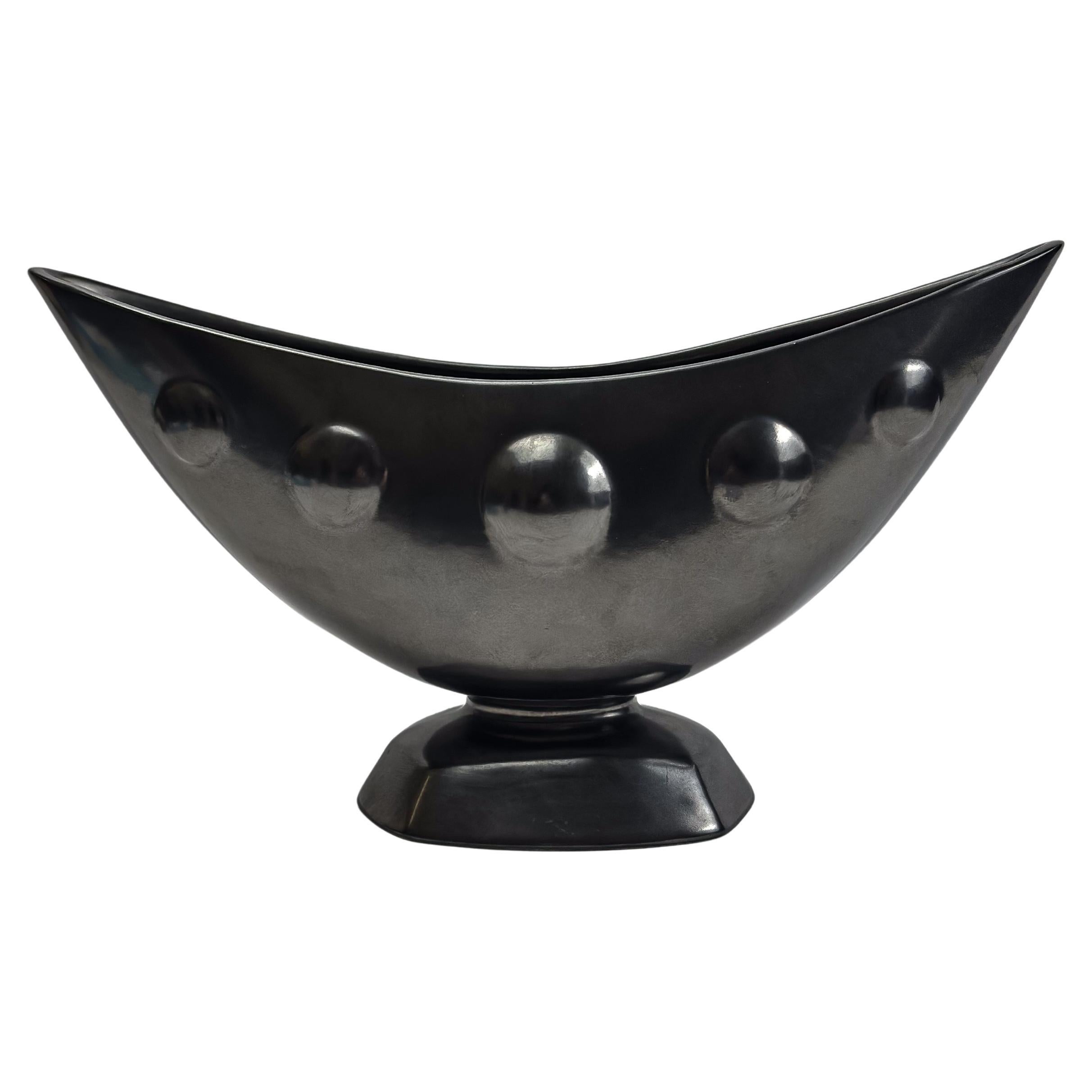Modernist Black Metallic Ceramic Vase by Shorter 
Son, England, 1950s