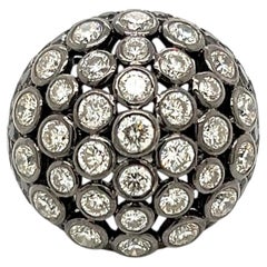 Modernist Black & White Diamonds Cocktail Ring in 18Kt Blackened Gold