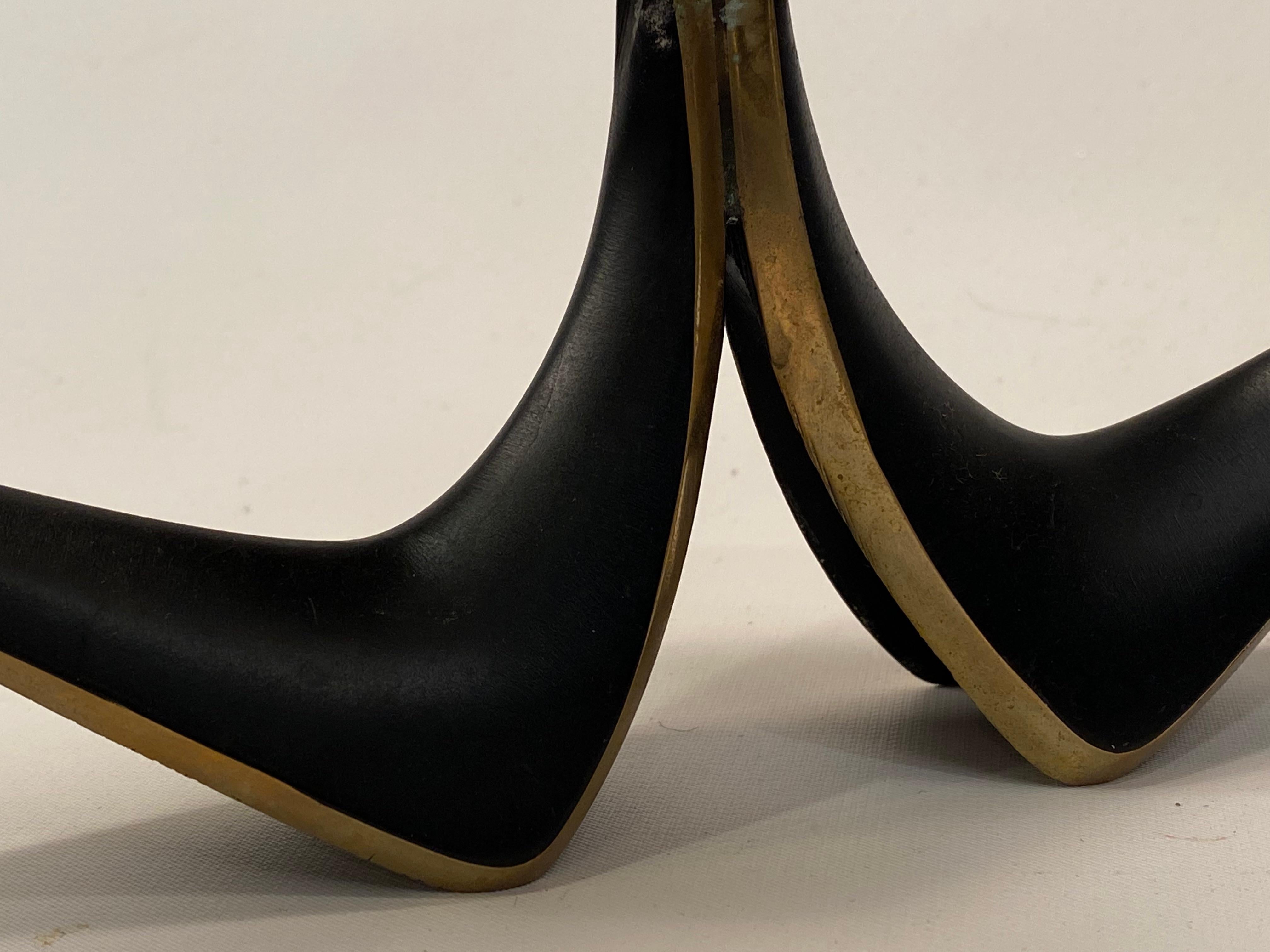 Modernist Blackened Brass Candleholder 1