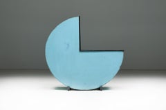 Modernist Blue Circular Wooden Cradle, Netherlands, 1930s