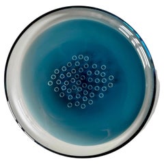 Plato Vide-Poche de cristal azul modernista de los años 60
