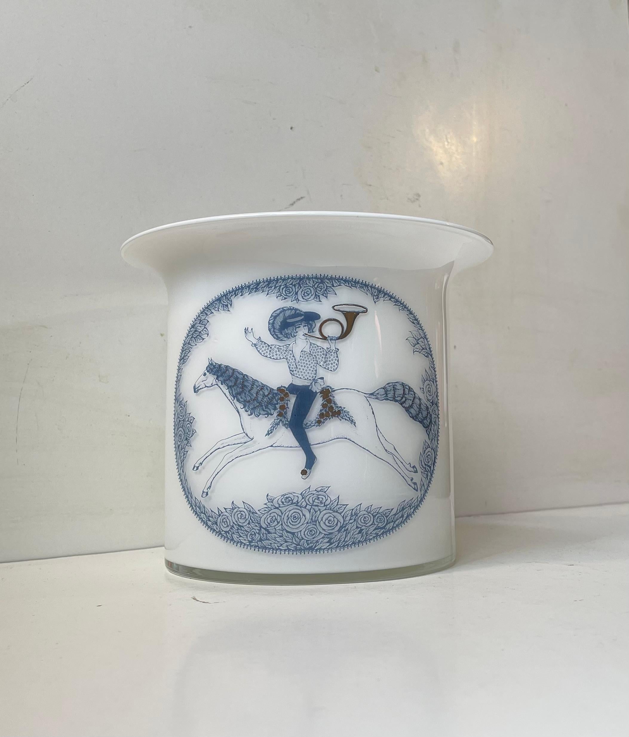 Fin du 20e siècle Jardinière moderniste bleue Magic Glass de Michael Bang & Ole Winther pour Holmegaard en vente