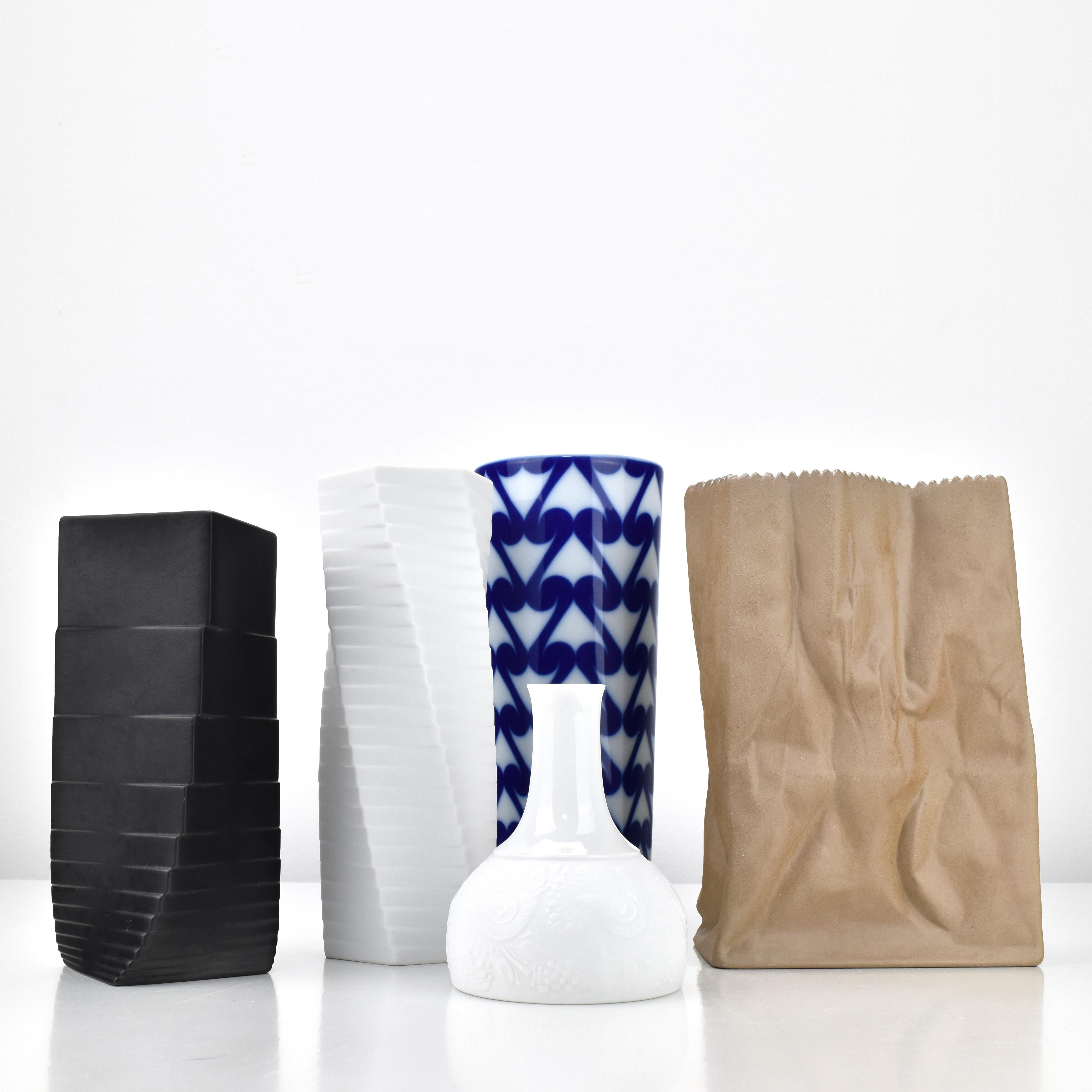 Modernist Blue & White Porcelain Vase by Rosenthal Studio Line Germany For Sale 2