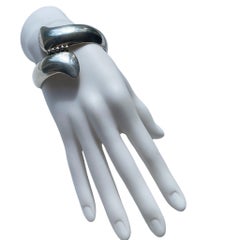 Modernist Bold Sterling 925 Abstract Statement Cuff Bracelet