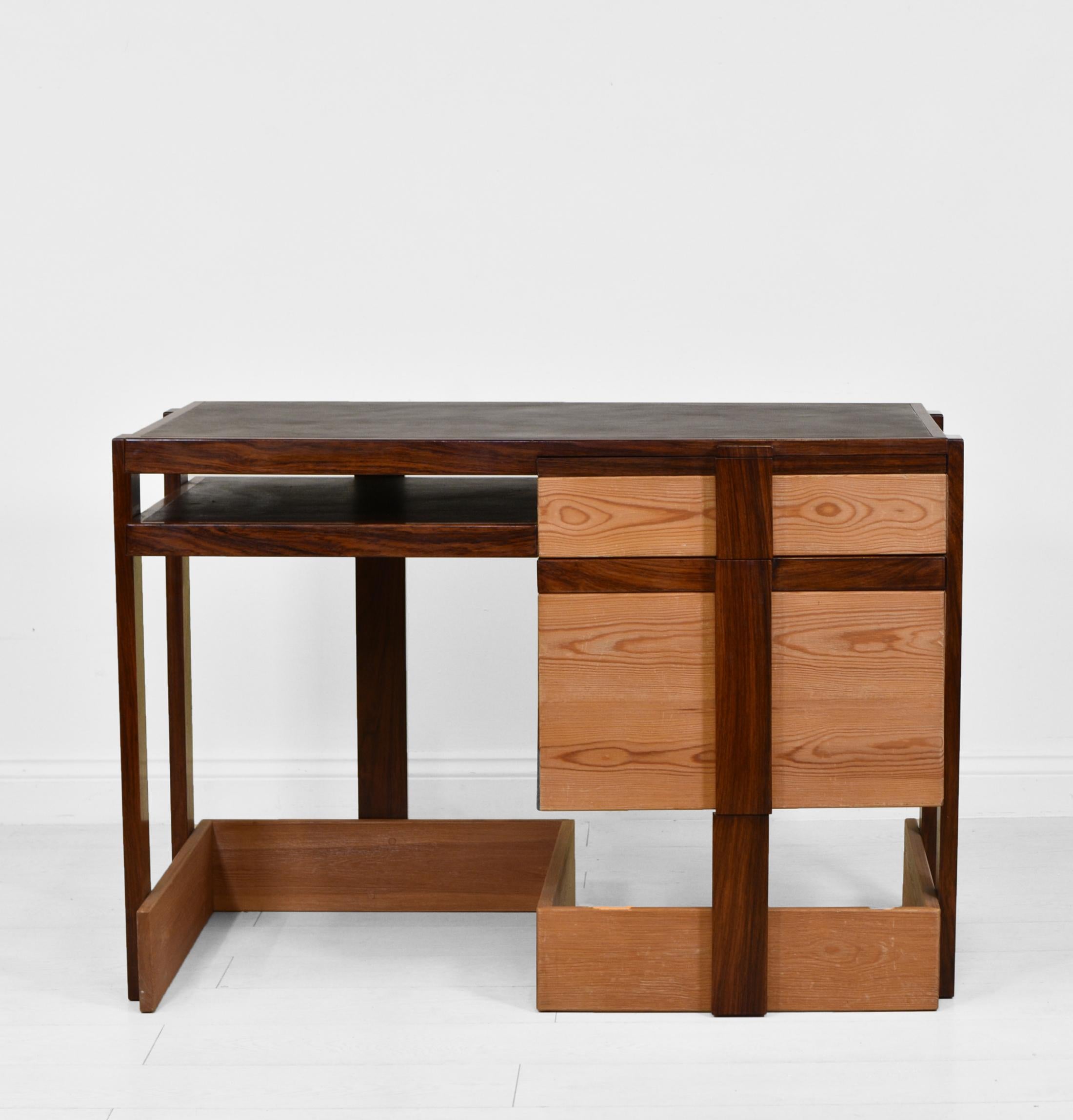 Mid-Century Modern Modernist Bombay Rosewood & Scrub Pine Desk + Chair by George Sneed Circa 1970s For Sale