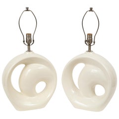 Modernist Bone White Porcelain Lamps