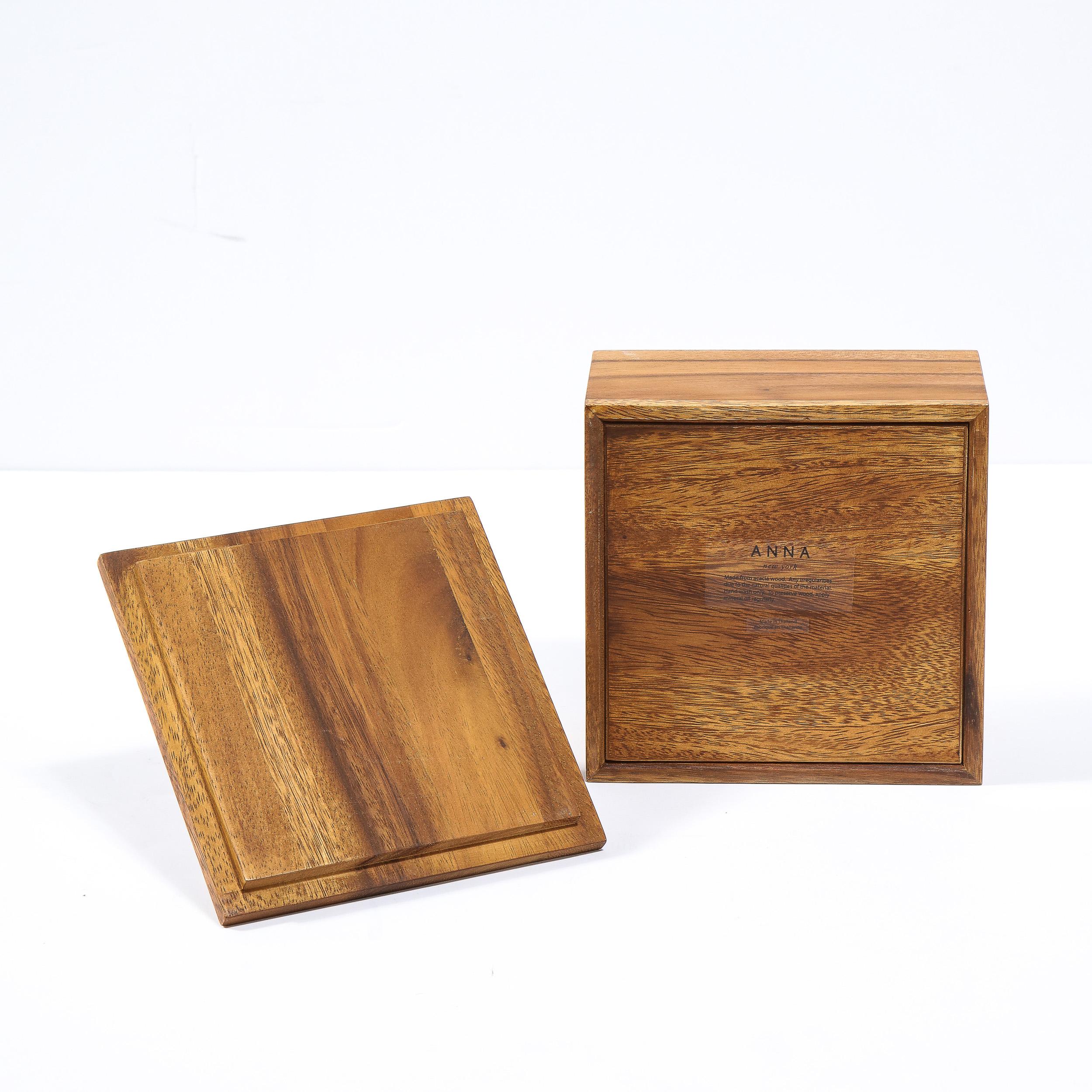 Modernist Bookmatched Walnut Decorative Box with Smoky Quartz Embellishment For Sale 3