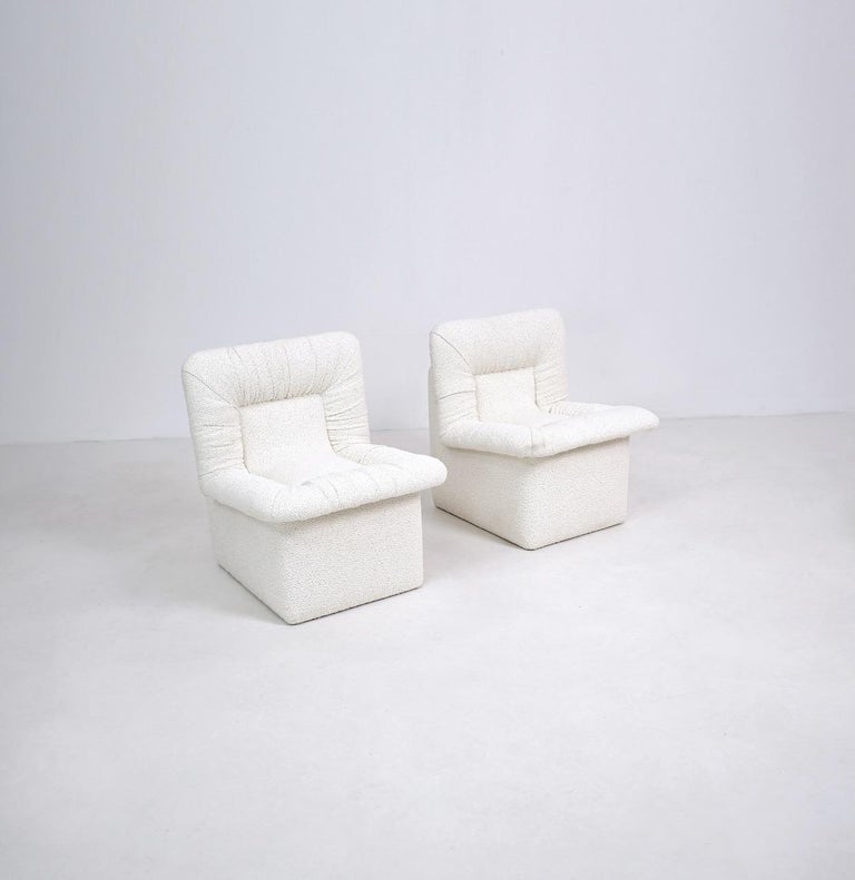 Modernist Boucle Slipper Chairs, circa 1970 For Sale at 1stDibs