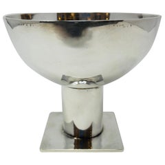 Modernist Bowl by Jean Despres, circa 1930, Silvered Metal
