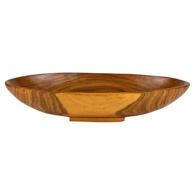 Mid-Century Modern Large Ribbed Wood Chip and Dip Serving Bowl, 1960s ...